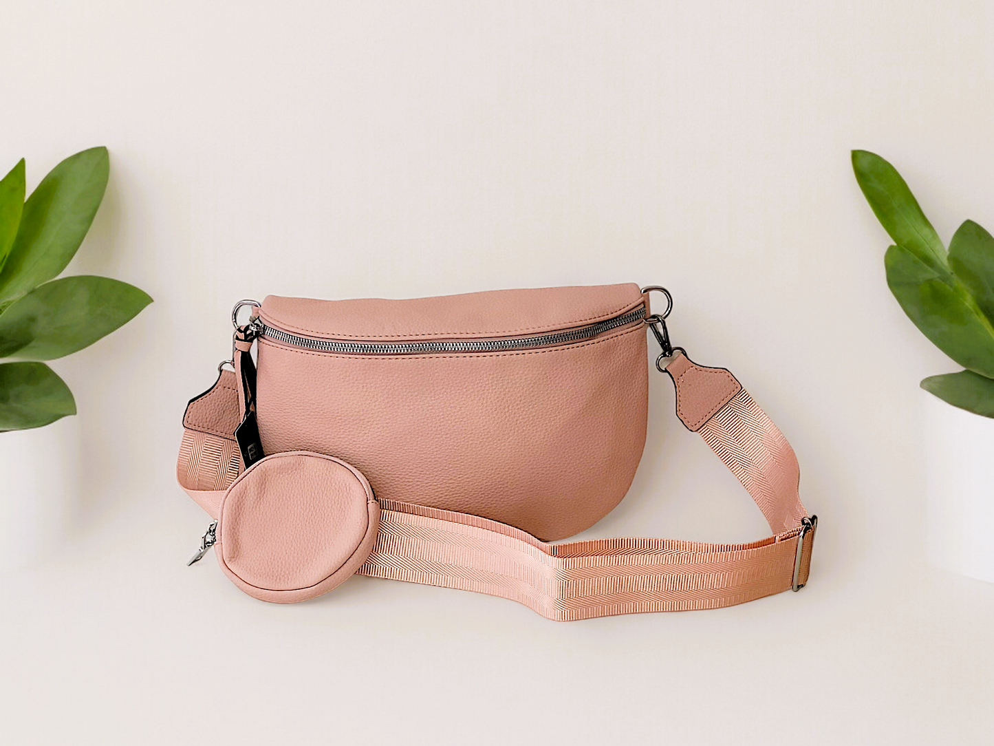 Crossbag uni mit kleiner Tasche in versch. Farben