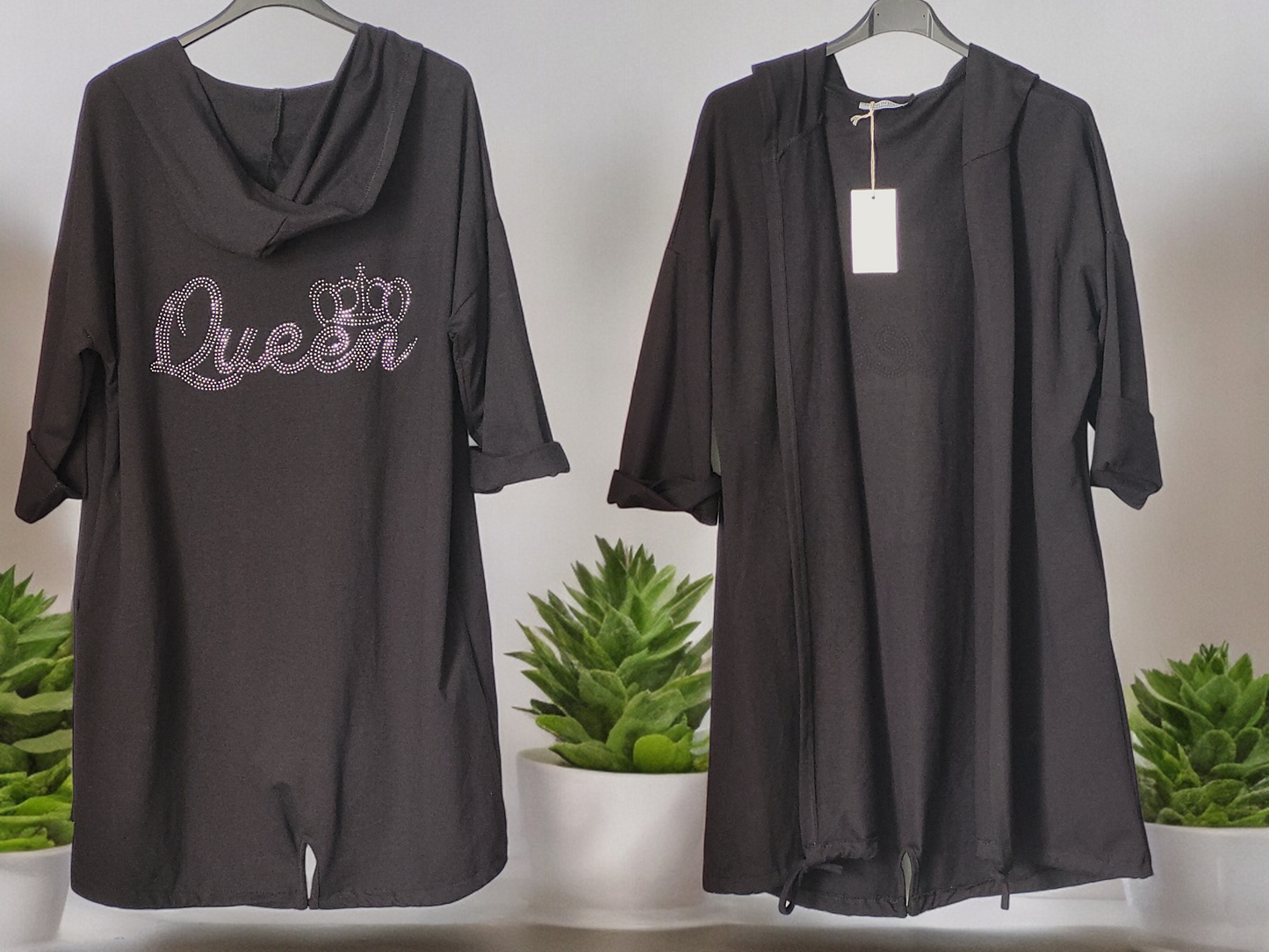 Offene Jacke mit Strass - Motiv auf dem Rücken