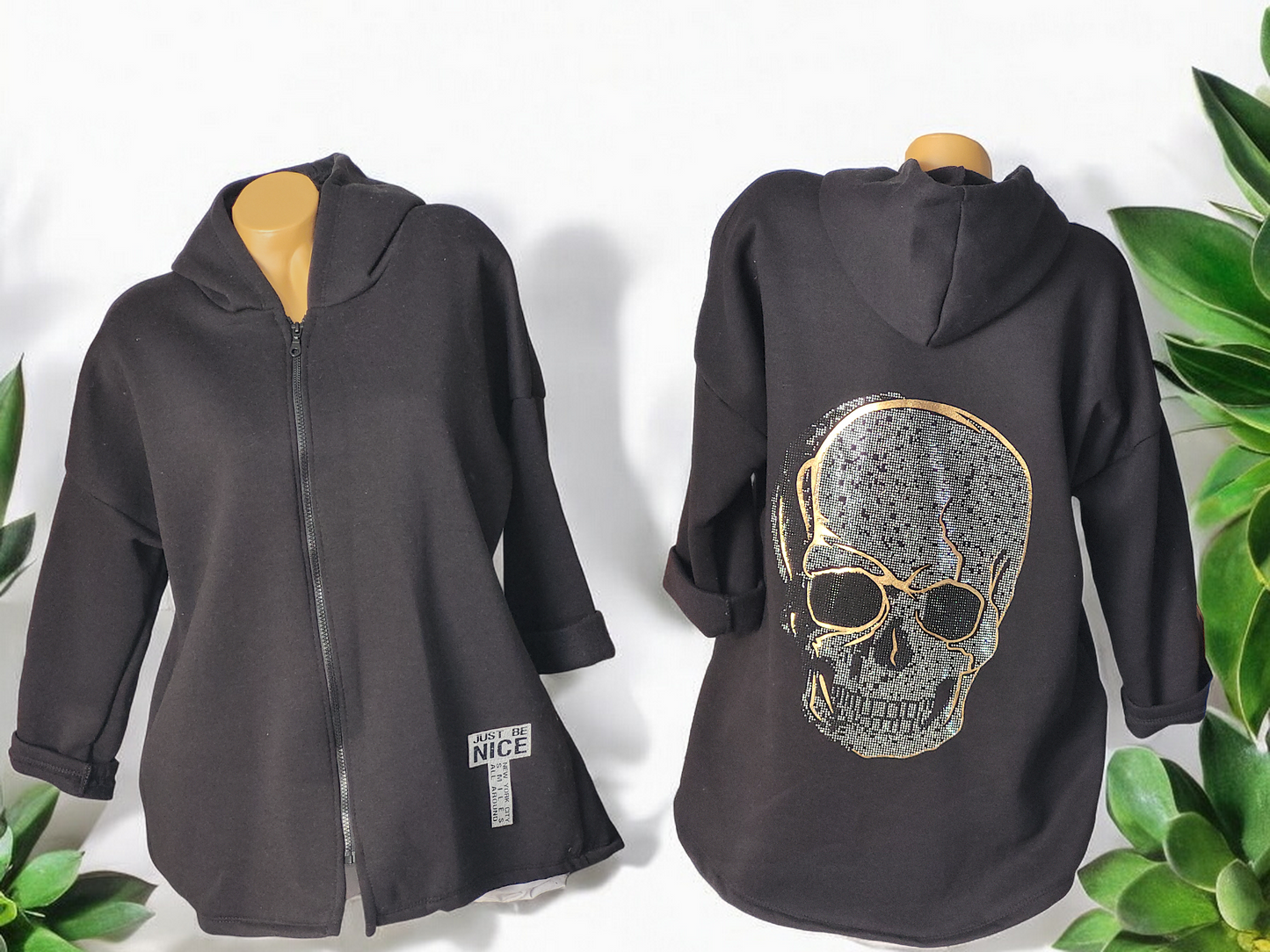 Jacke Totenkopf Strass Gold / Silber Gr. 42 - 46 in versch. Farben