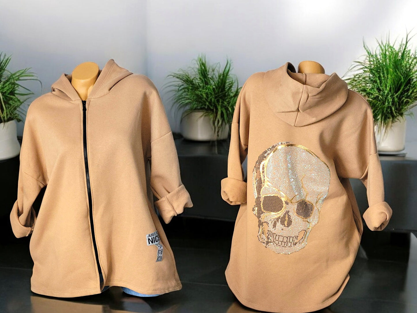 Jacke Totenkopf Strass Gold / Silber Gr. 42 - 46 in versch. Farben
