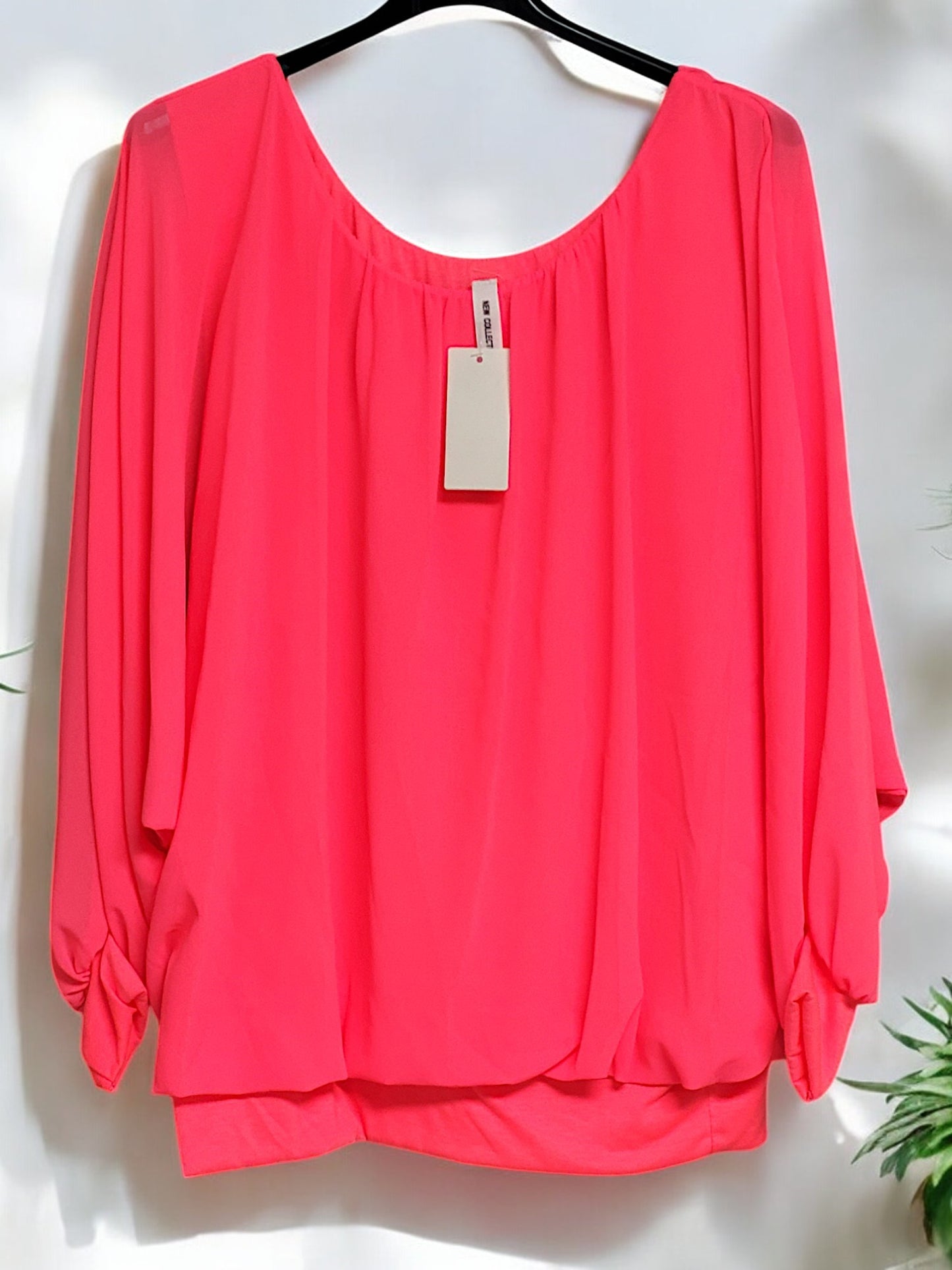 Langarm Flatterbluse Gr. 48 -54 in versch. Farben