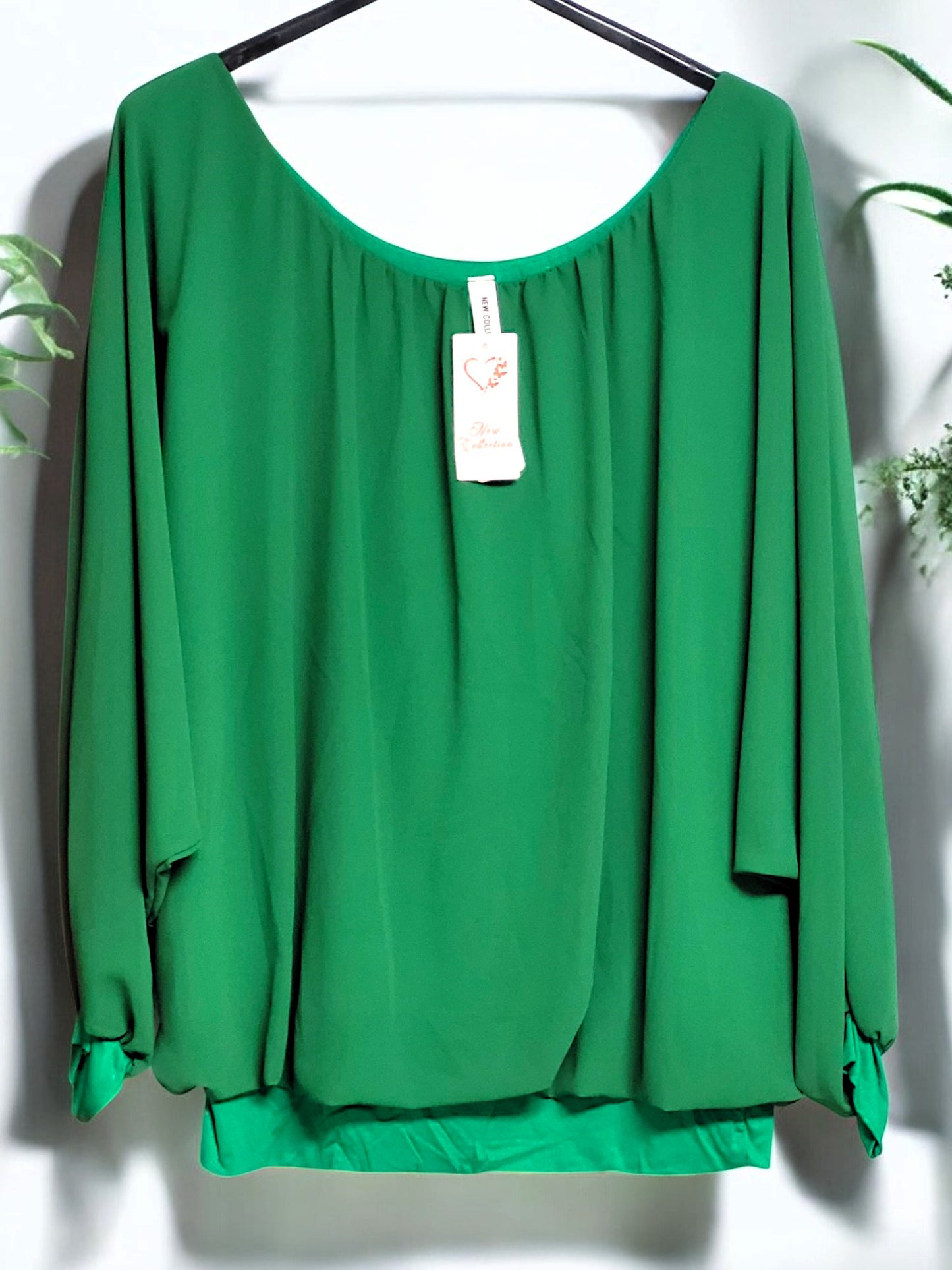 Langarm Flatterbluse Gr. 48 -54 in versch. Farben
