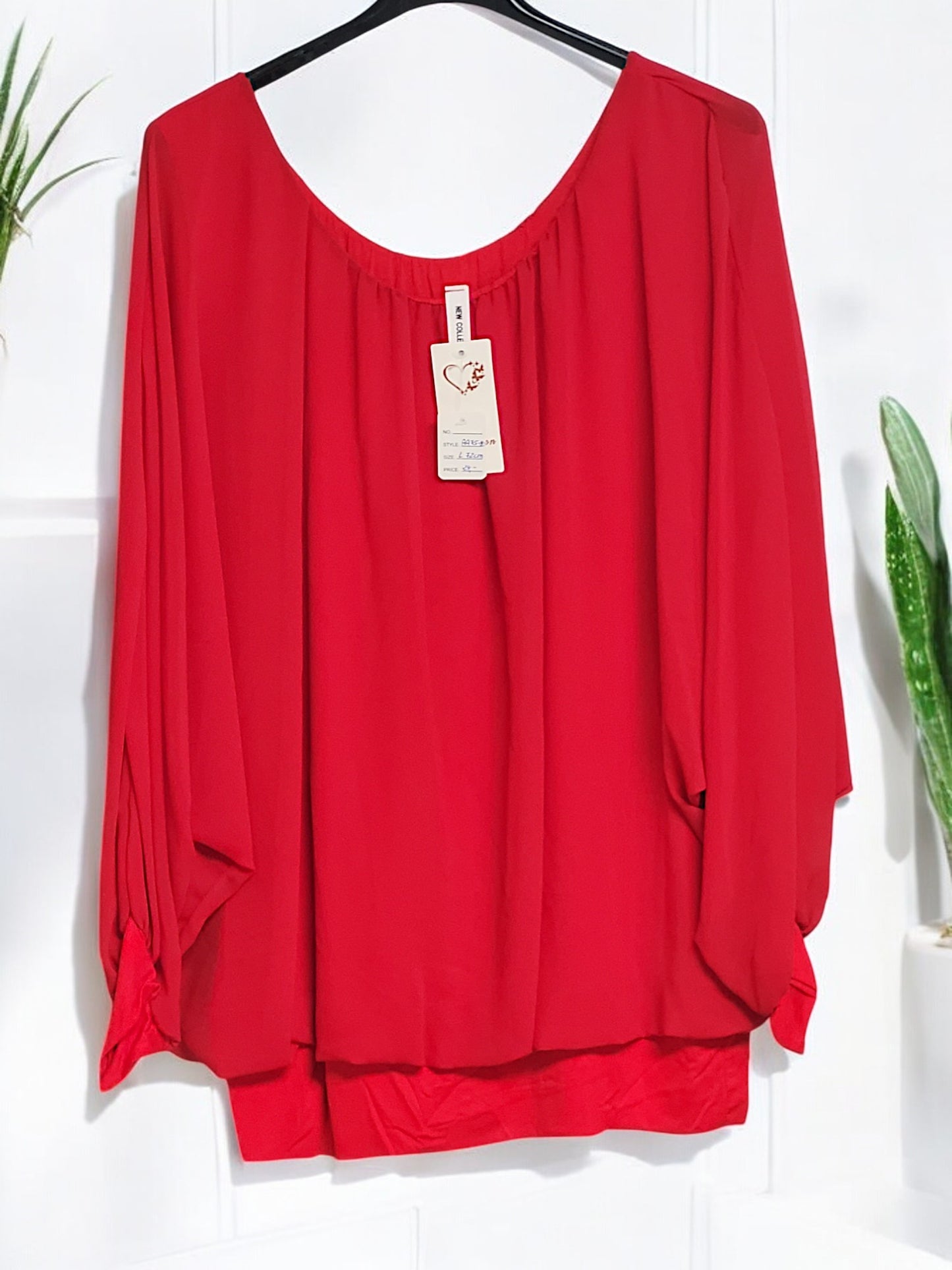 Langarm Flatterbluse Gr. 48 -54 in versch. Farben