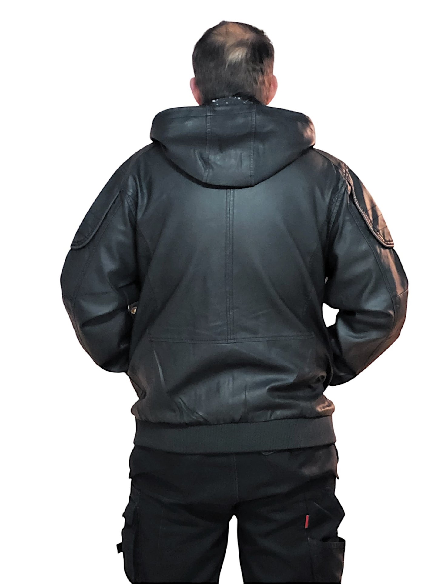Herren - Lederjacke mit abnehmbarer Kapuze in versch. Größen