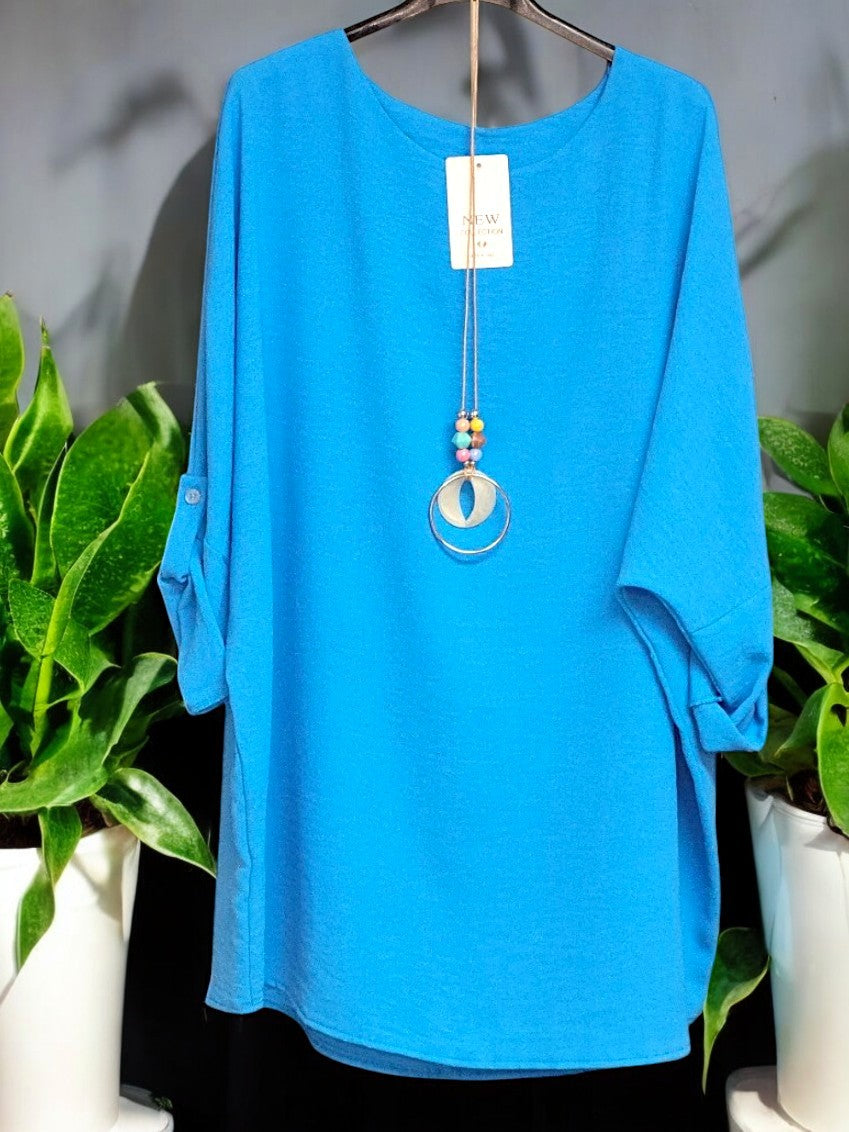 🌟 Modische Tunika mit Kette 🌟Gr. 44 - 48 in versch. Farben