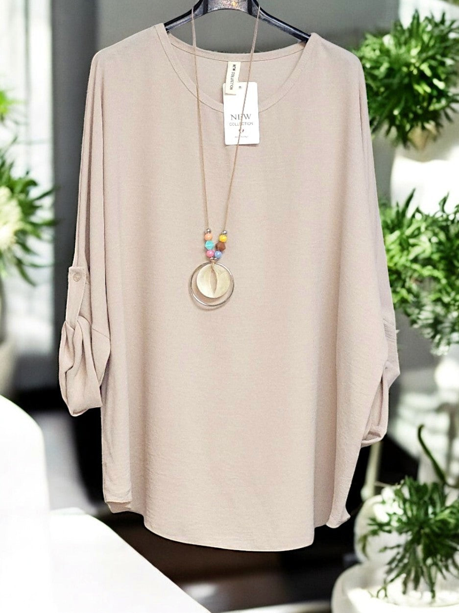 🌟 Modisches Blusen-Shirt mit Kette – Stilvoll & Bequem! 🌟Gr. 44 - 48 in versch. Farben