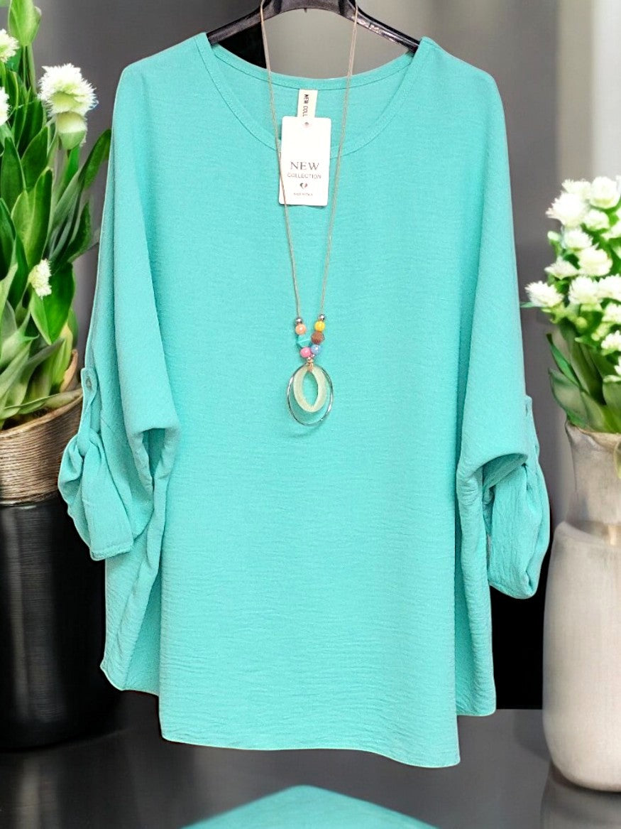 🌟 Modisches Blusen-Shirt mit Kette – Stilvoll & Bequem! 🌟Gr. 44 - 48 in versch. Farben