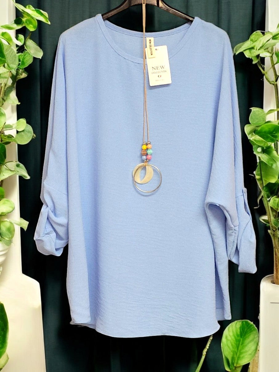 🌟 Modisches Blusen-Shirt mit Kette – Stilvoll & Bequem! 🌟Gr. 44 - 48 in versch. Farben