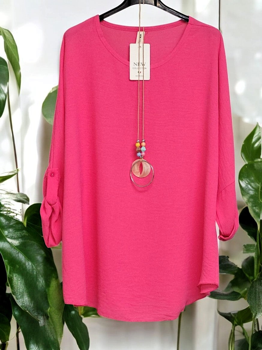 🌟 Modisches Blusen-Shirt mit Kette – Stilvoll & Bequem! 🌟Gr. 44 - 48 in versch. Farben