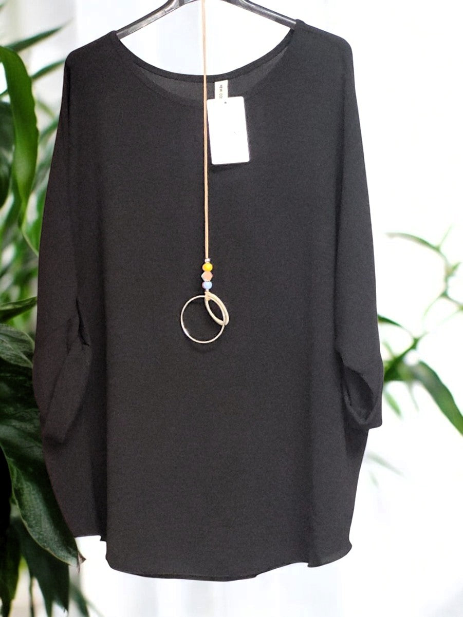 🌟 Modisches Blusen-Shirt mit Kette – Stilvoll & Bequem! 🌟Gr. 44 - 48 in versch. Farben