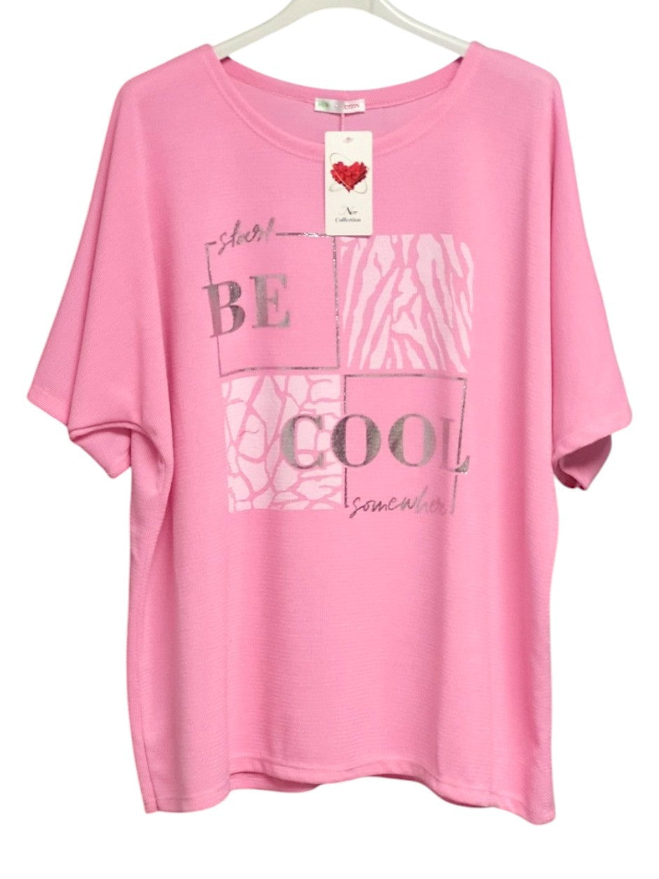 🌟 Stylisches Kurzarm-Shirt "Be Cool" 🌟Gr. 42 - 48 in versch. Farben