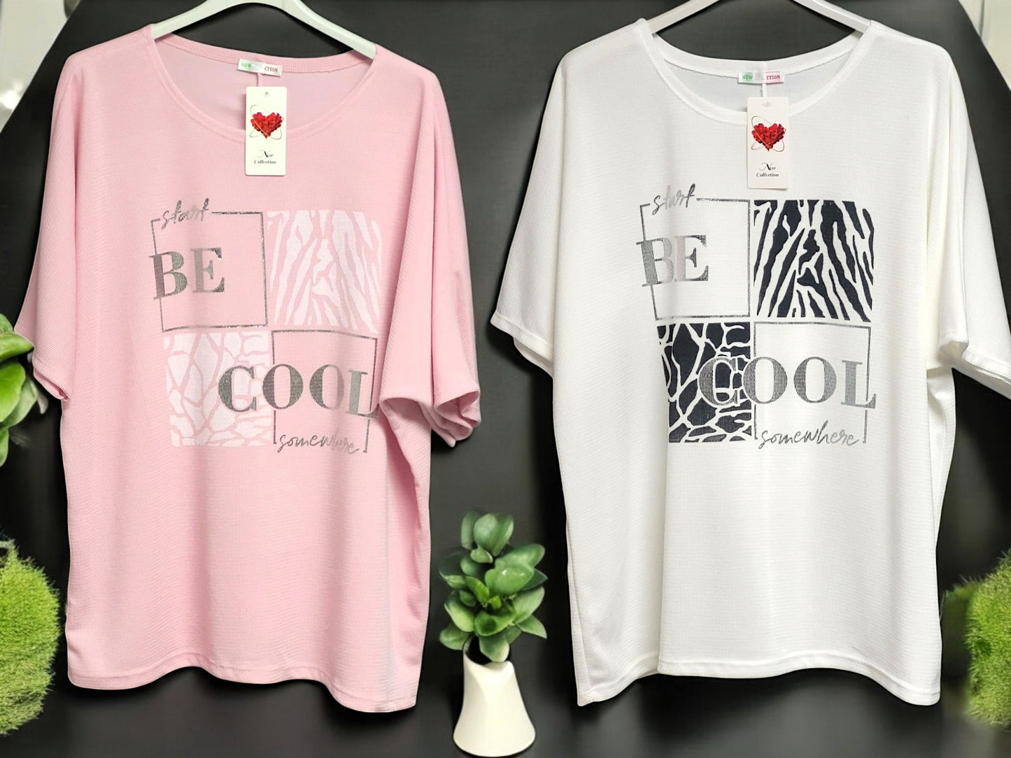 🌟 Stylisches Kurzarm-Shirt "Be Cool" 🌟Gr. 42 - 48 in versch. Farben