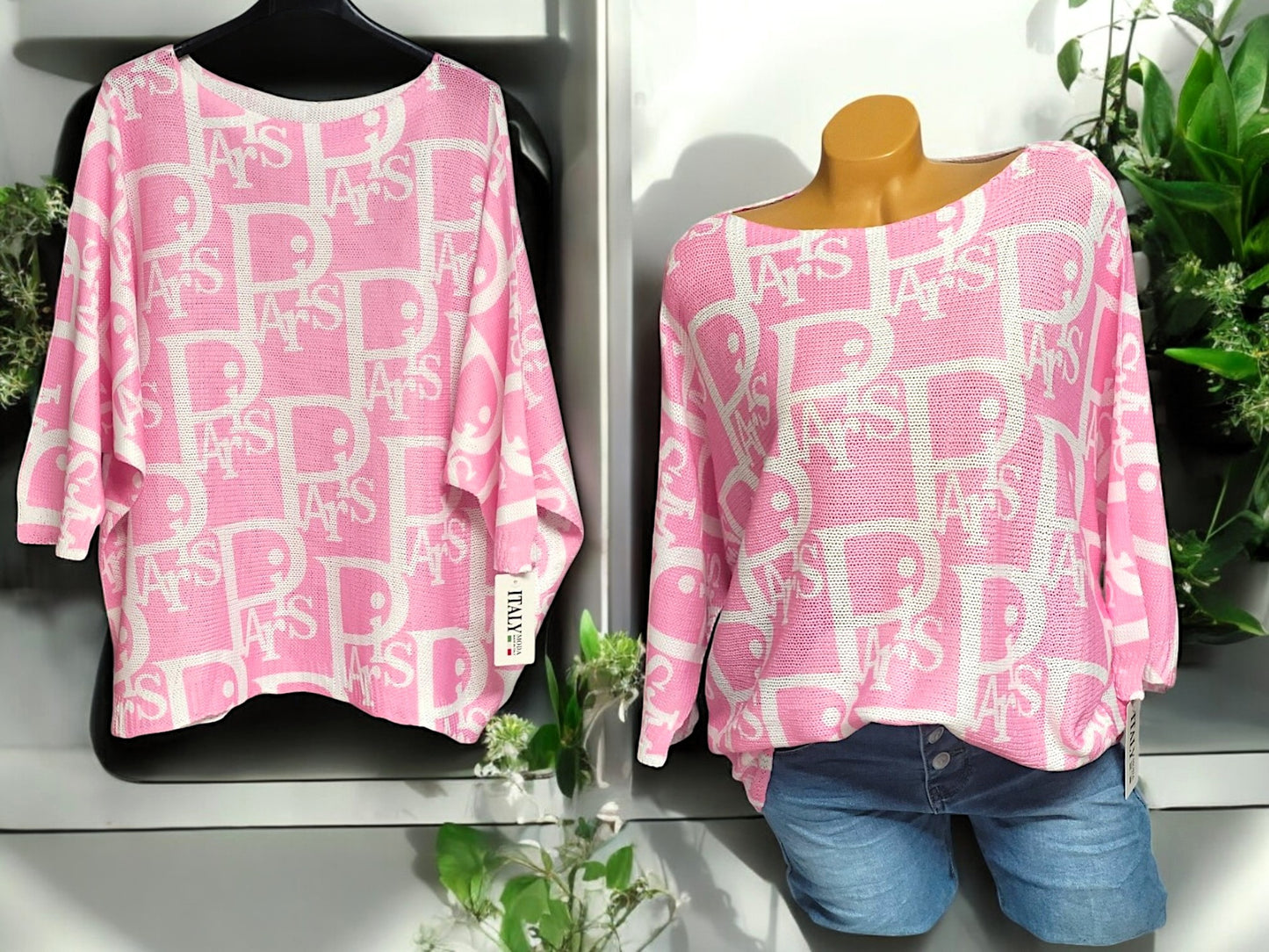 🛍️ Feinstrickpullover mit 3/4 Arm & Paris-Print 🛍️ Gr. 38 - 46