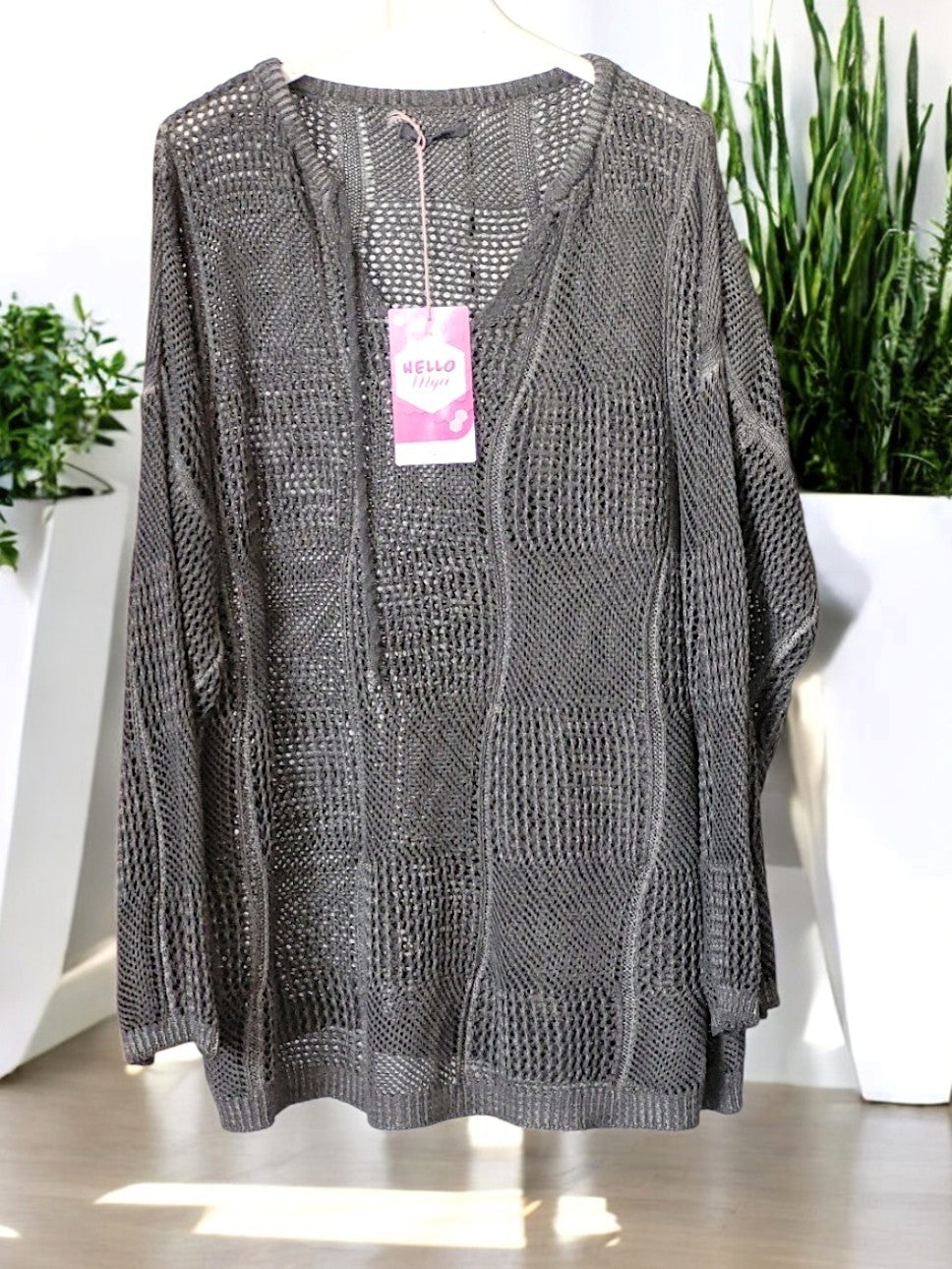Stylischer Loch-Pulli mit Zugband ohne Kapuze – Dein Must-Have für den Frühling & Sommer! ☀️🧶Gr. 38 - 46 in vielen Farben