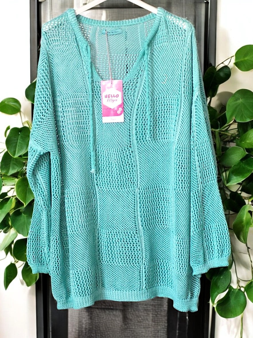 Stylischer Loch-Pulli mit Zugband ohne Kapuze – Dein Must-Have für den Frühling & Sommer! ☀️🧶Gr. 38 - 46 in vielen Farben