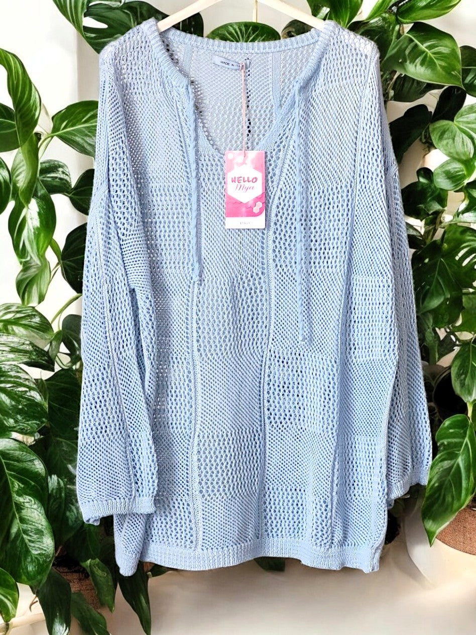 Stylischer Loch-Pulli mit Zugband ohne Kapuze – Dein Must-Have für den Frühling & Sommer! ☀️🧶Gr. 38 - 46 in vielen Farben