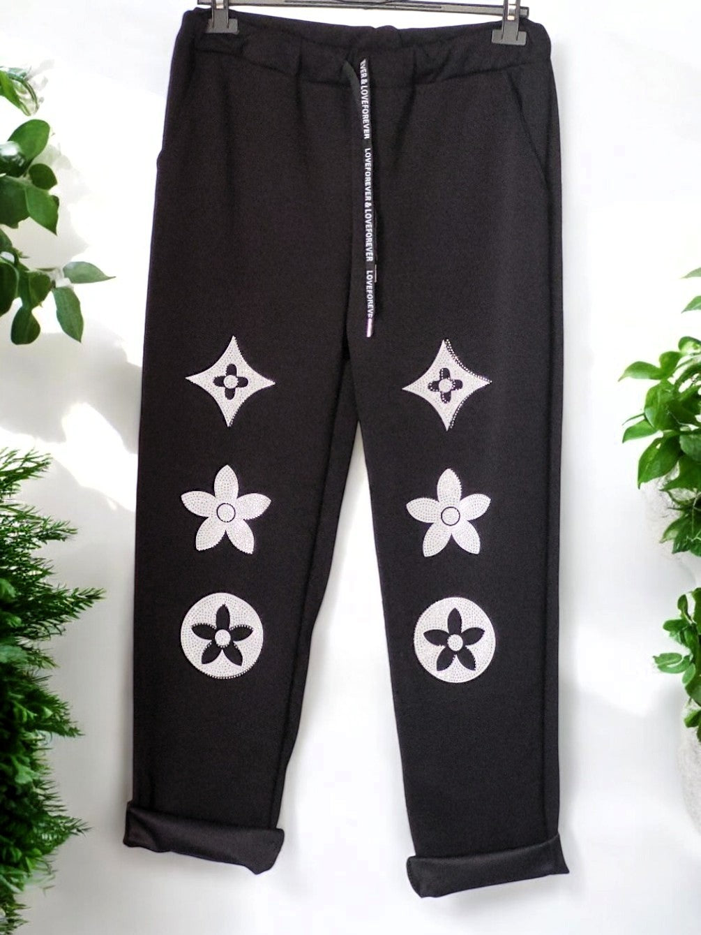 ✨ Stylische Jogpants in Pink mit Strassdetails – Gr. 42-46 in versch. Farben ✨