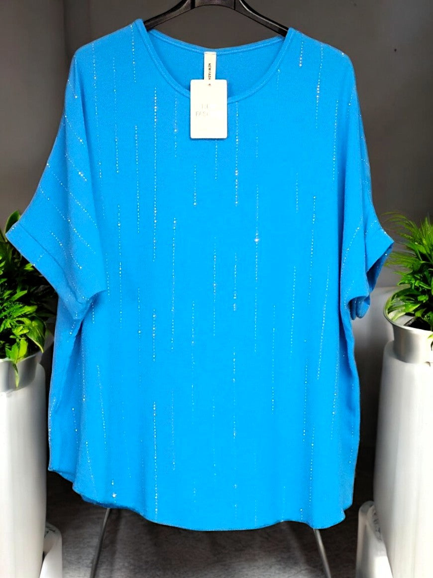 Glitzerndes Blusenshirt mit Strass – Größen 42–48 – Mehrere Farben 💎