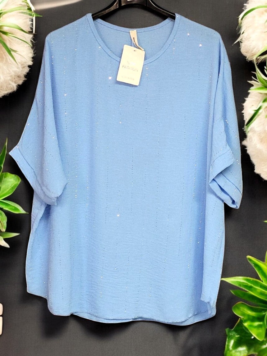 Glitzerndes Blusenshirt mit Strass – Größen 42–48 – Mehrere Farben 💎