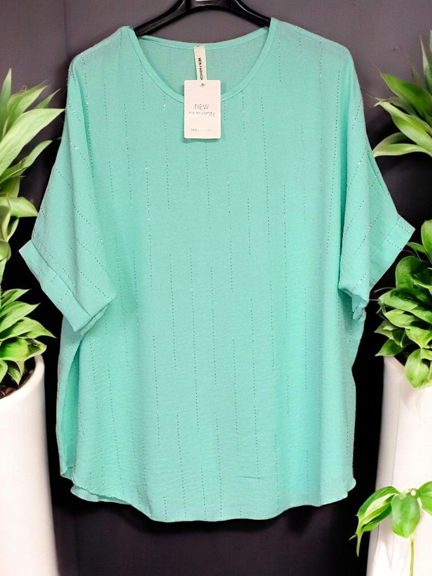 Glitzerndes Blusenshirt mit Strass – Größen 42–48 – Mehrere Farben 💎