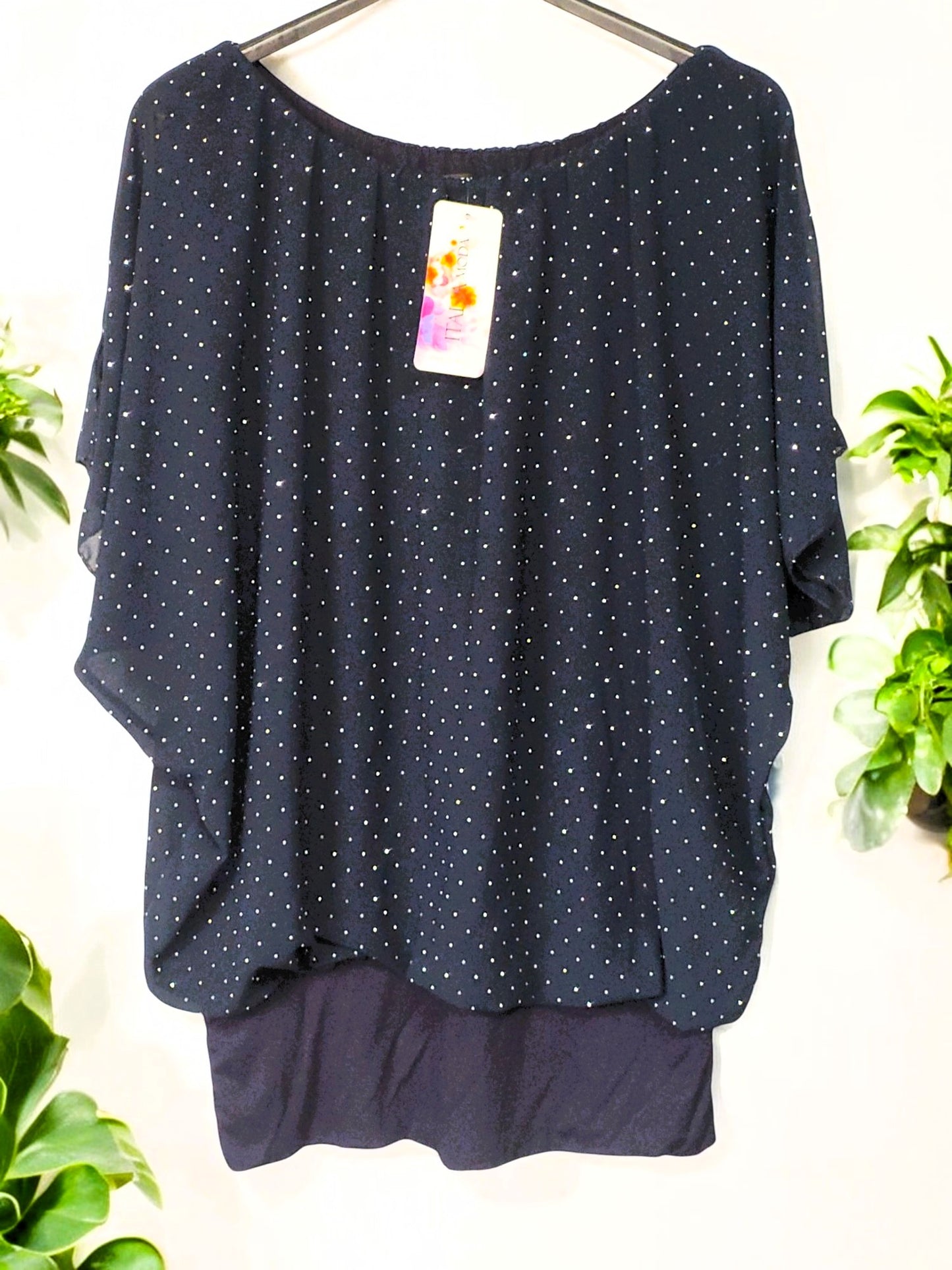 ✨ Flatterbluse mit Strass – stilvoll & bequem von Gr. 42–48 ✨
