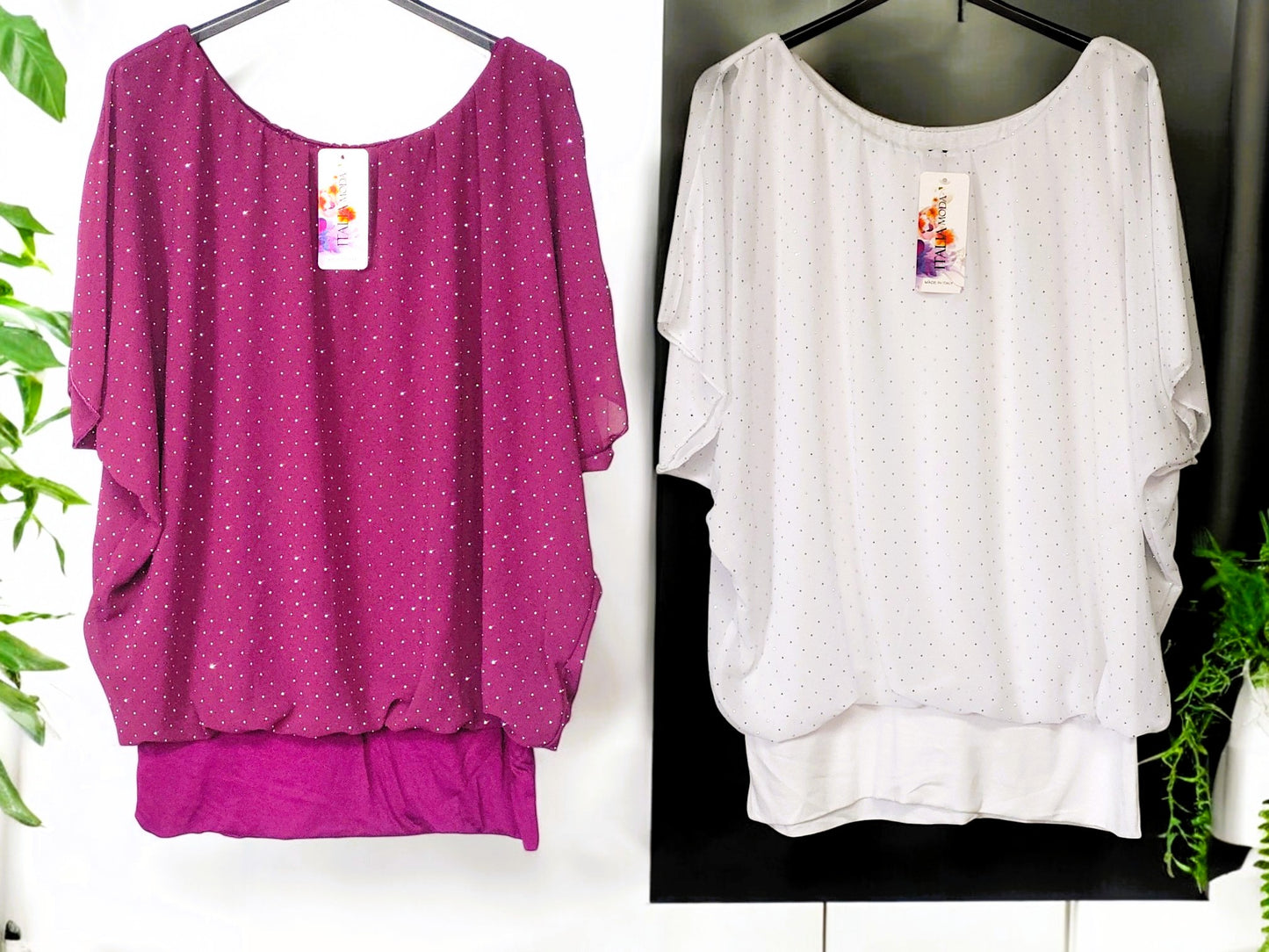 ✨ Flatterbluse mit Strass – stilvoll & bequem von Gr. 42–48 ✨