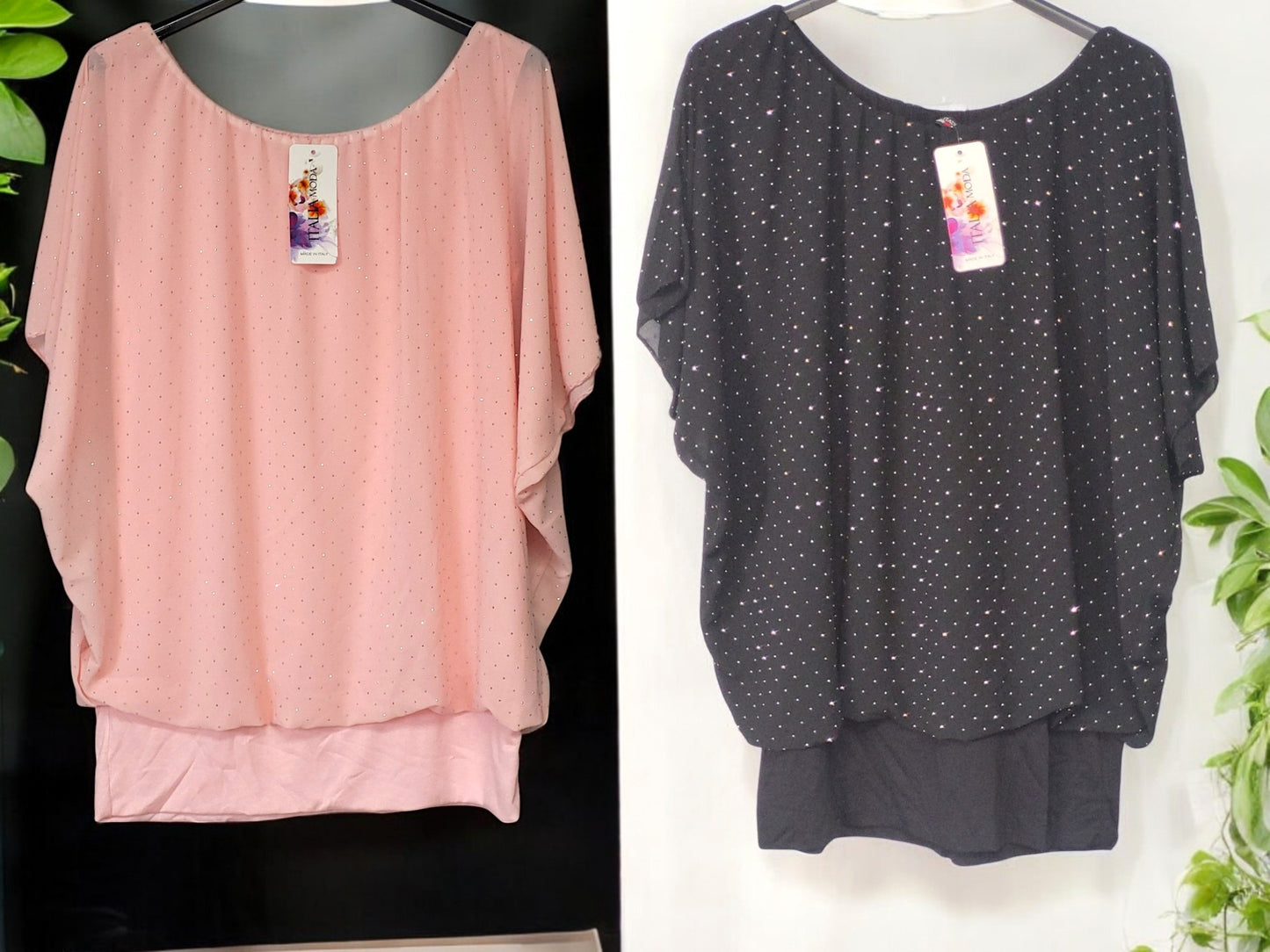 ✨ Flatterbluse mit Strass – stilvoll & bequem von Gr. 42–48 ✨