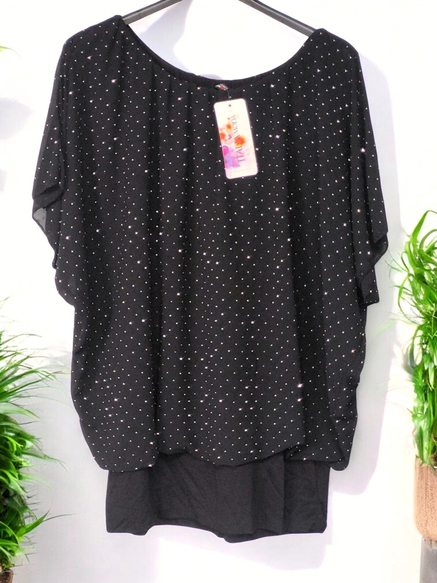 ✨ Flatterbluse mit Strass – stilvoll & bequem von Gr. 42–48 ✨