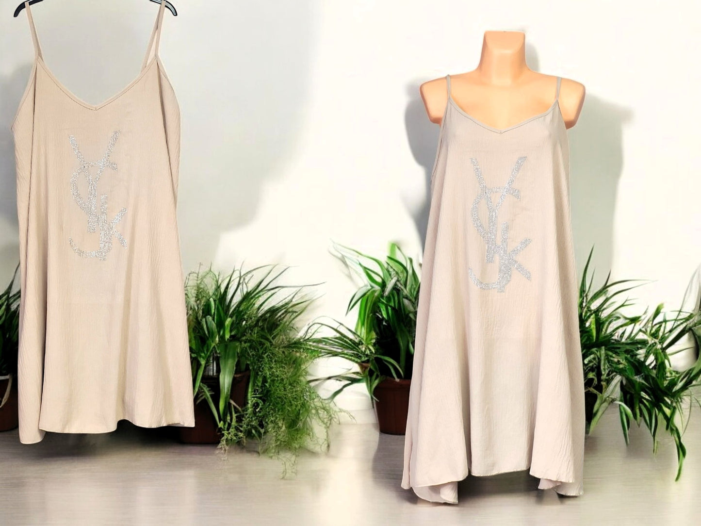 👗✨ A-Linien Trägerkleid mit Strass | 9 Farben | Gr. 44–48/50 ✨👗