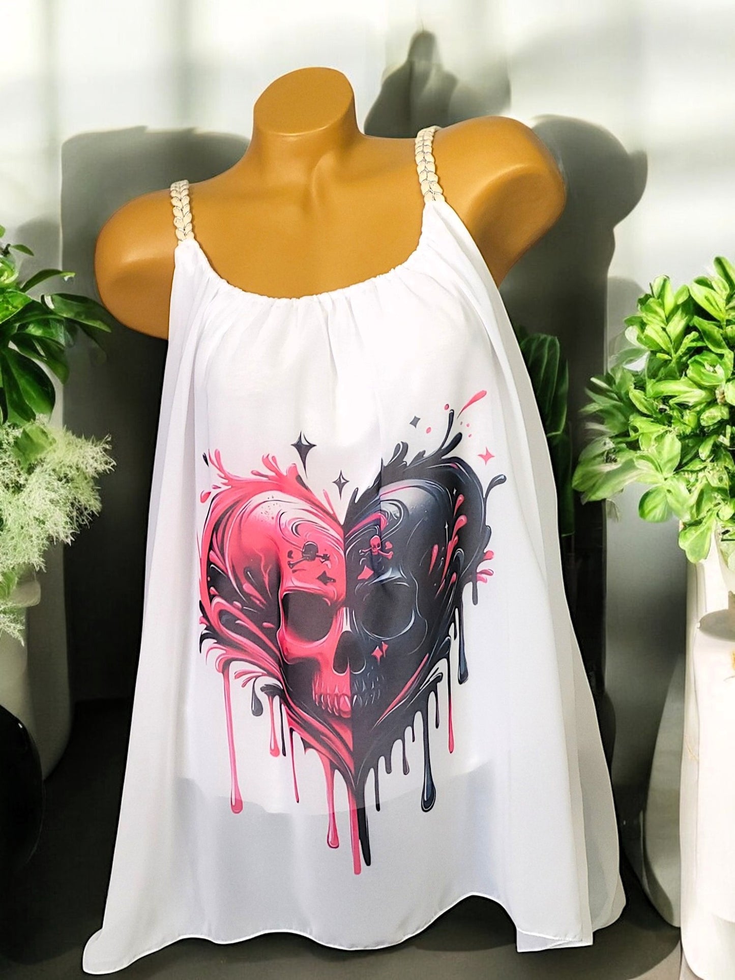 🌸 Träger-Top mit Print & A-Linien-Schnitt – Gr. 42–46 – in 6 einzigartigen Motiven 🌸