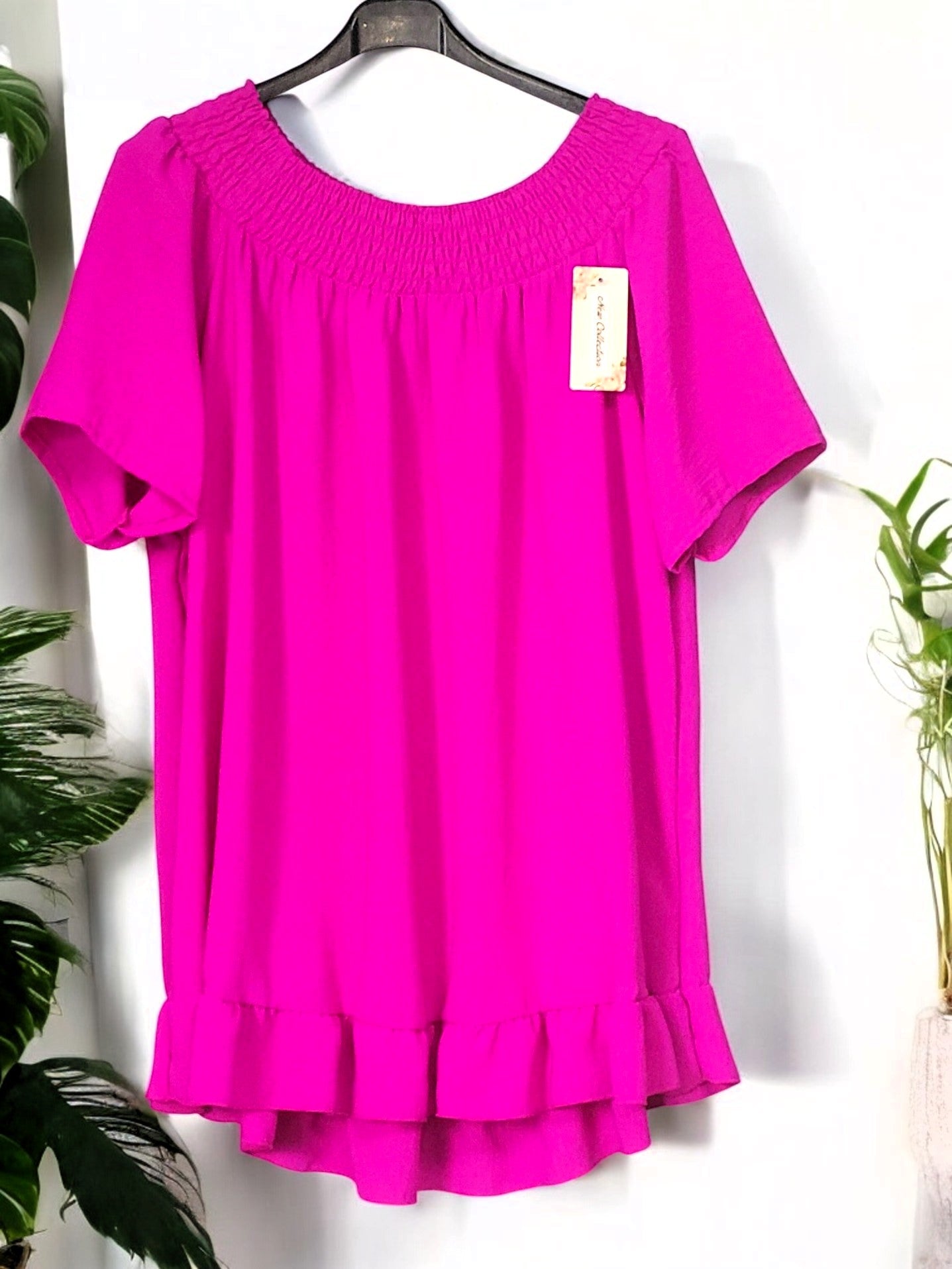 🌸 Off-Shoulder Tunika aus Viskosemix – Größen 42–48 – in 6 Farben erhältlich