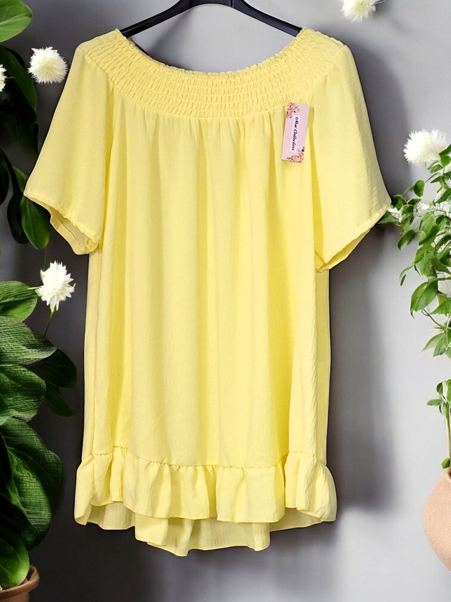 🌸 Off-Shoulder Tunika aus Viskosemix – Größen 42–48 – in 6 Farben erhältlich