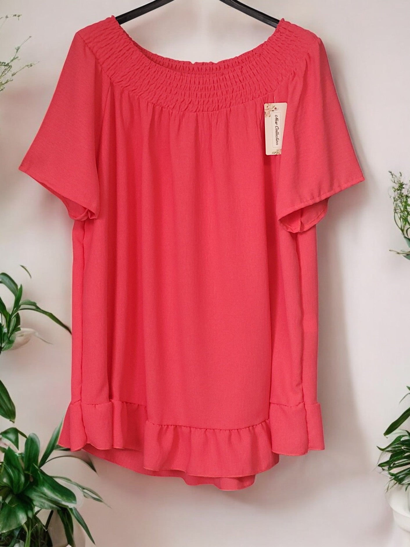 🌸 Off-Shoulder Tunika aus Viskosemix – Größen 42–48 – in 6 Farben erhältlich