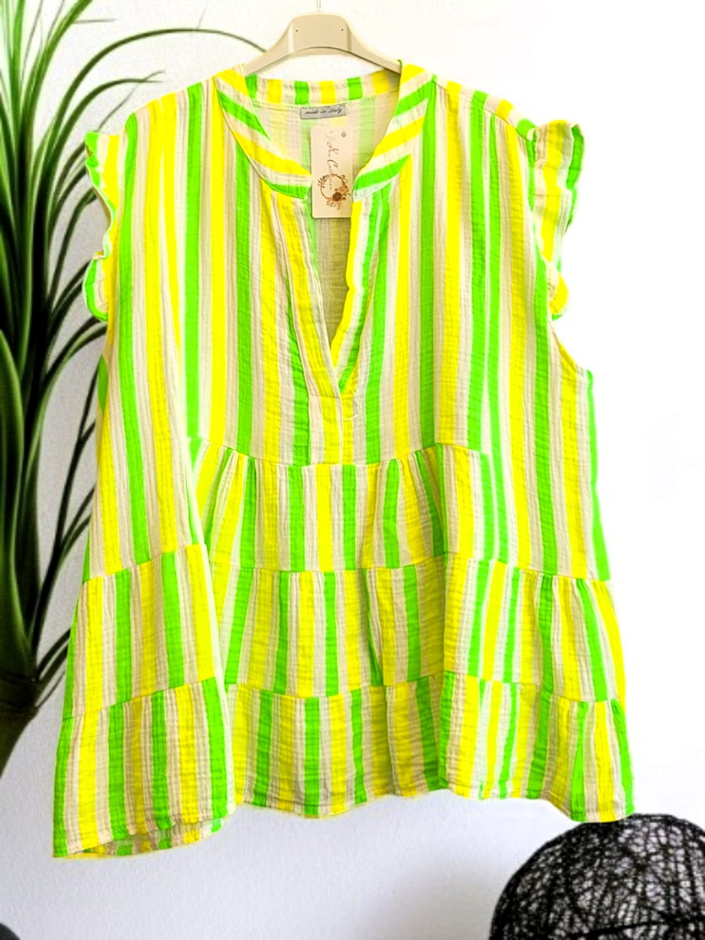 🛍️ Ärmellose Musselin-Tunika 🌞 – 5 fröhliche Farben – Gr. 42–46 (Onesize) 🛍️