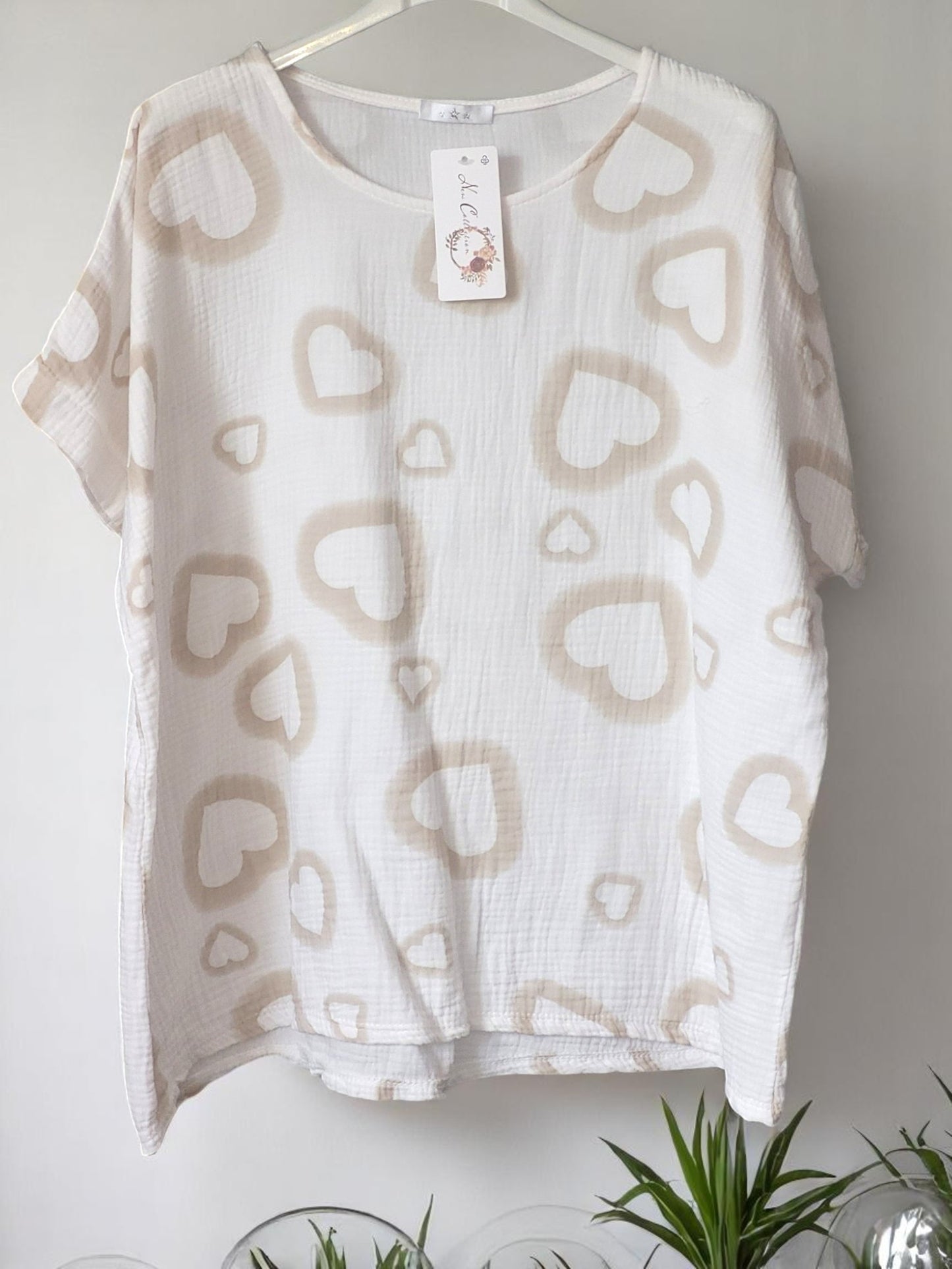 🛍️ Musselin-Shirt "Heart" – erhältlich in 9 frischen Farben, Gr. 42-46 💖💙💚💛🖤🤍