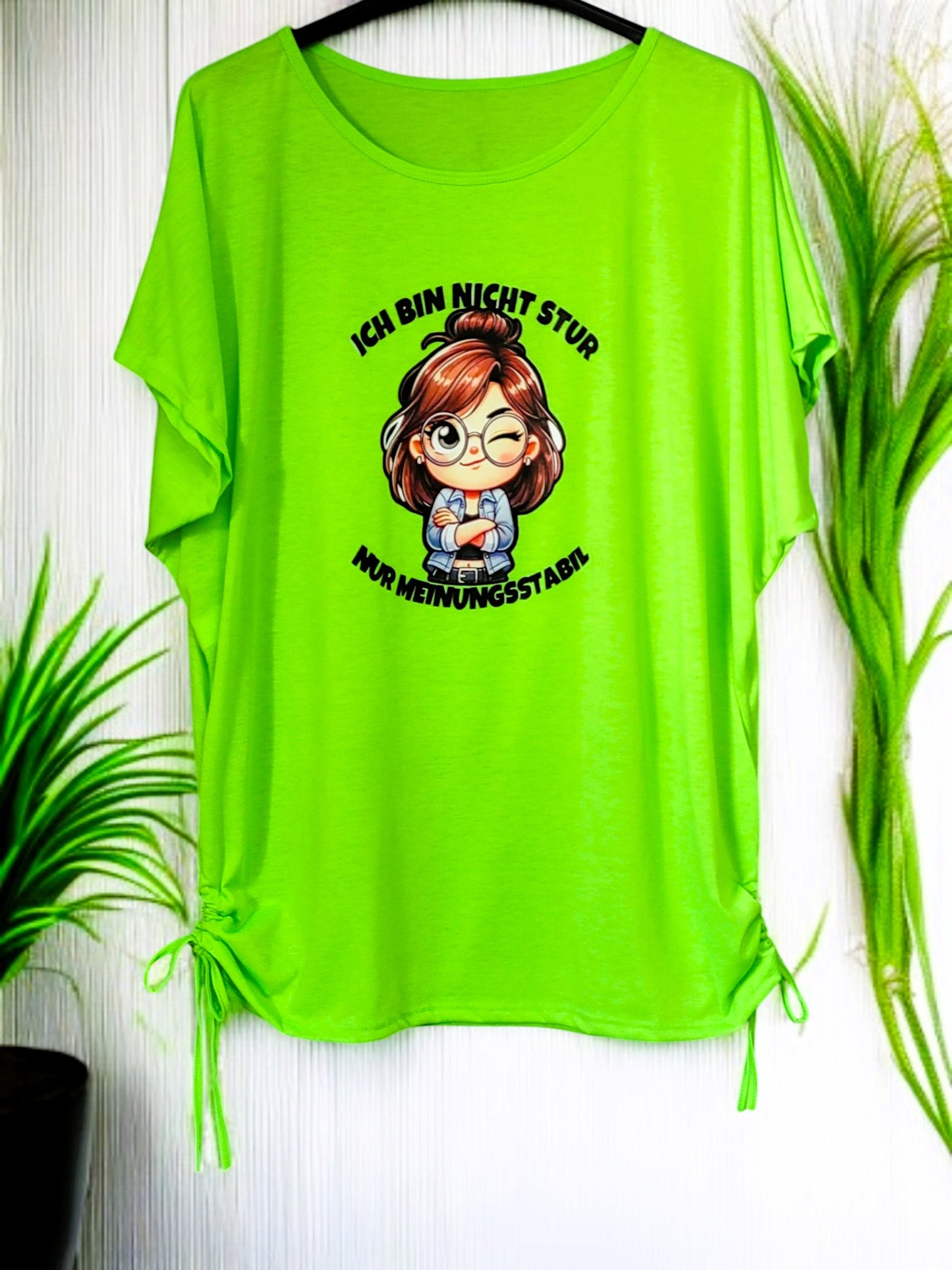 👚💬 Statement-Shirt "Ich bin nicht stur – nur meinungsstabil" – 3 Farben – Gr. 42–46 – mit Raffung 😎🧵