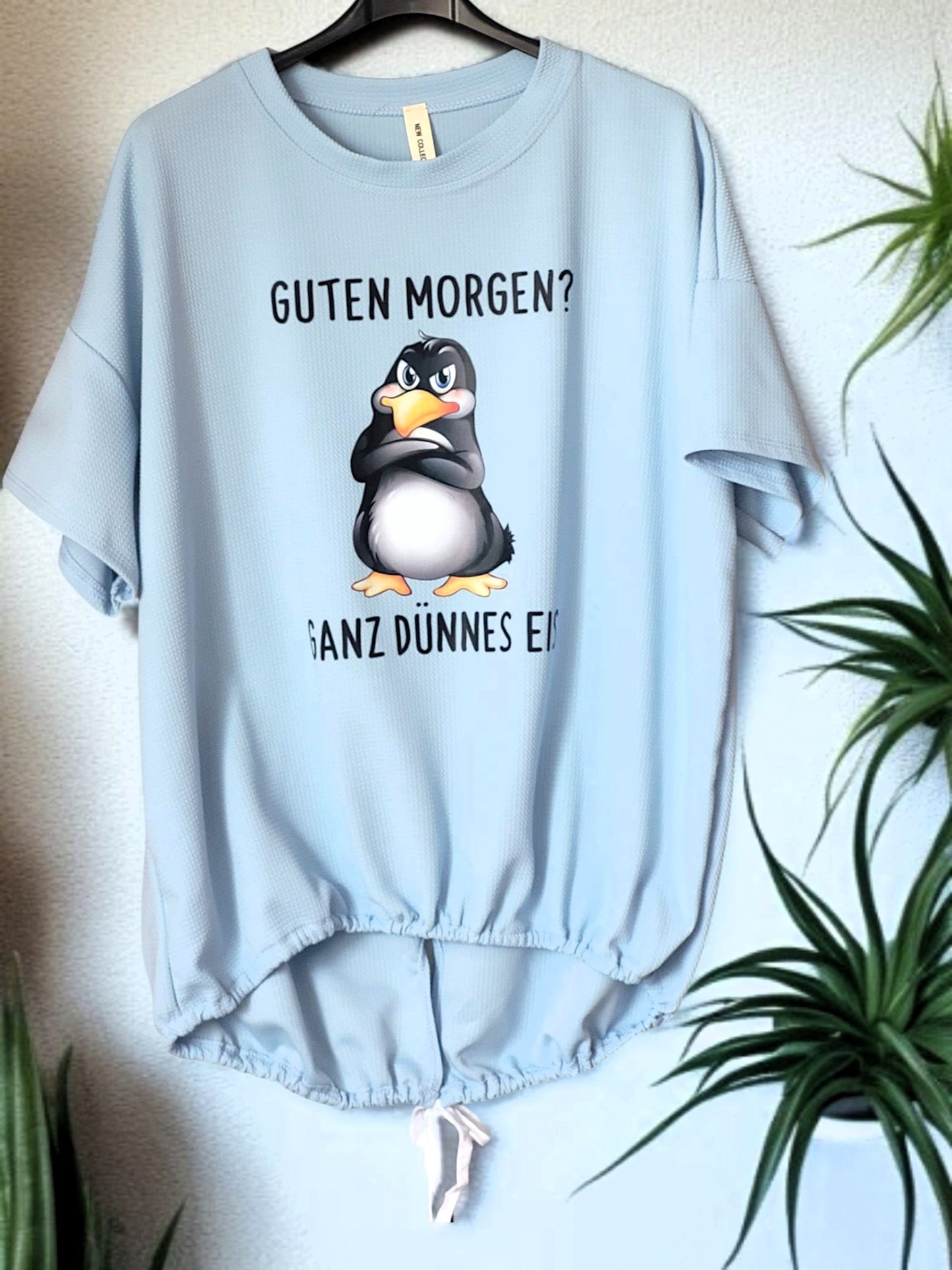 🐧 Waffel-Piqué Shirt „Guten Morgen? Ganz dünnes Eis“ – 6 Farben | Gr. 42-48 ✨