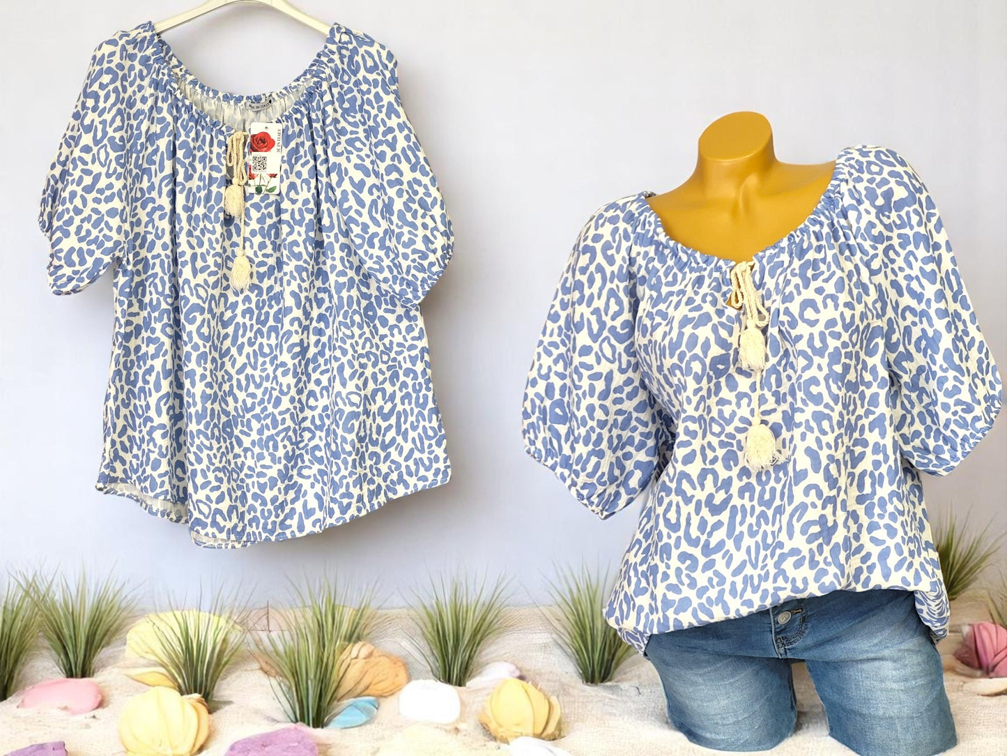🌈 Leoparden-Musselin-Tunika aus 100 % Baumwolle – 7 Farben | Gr. 42–46/48 🐆✨