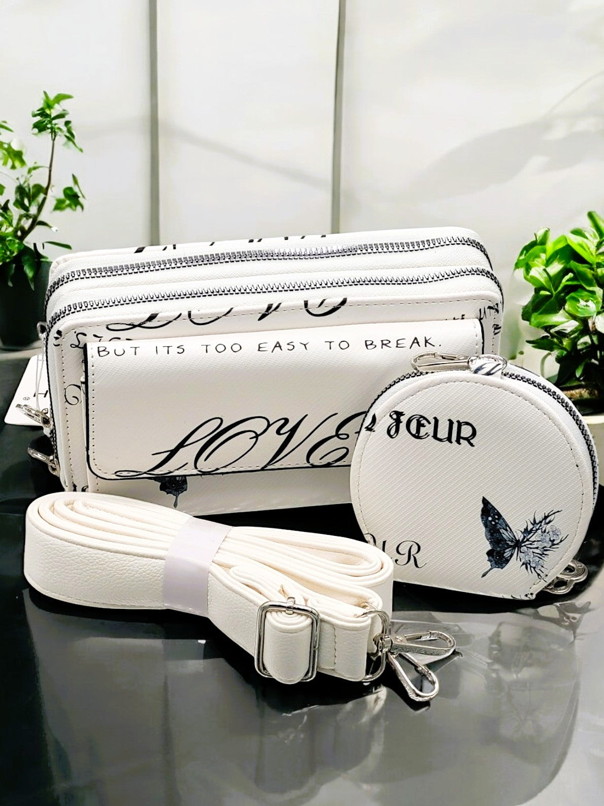 📱🦋 Crossbody-Wallet „Butterfly Love“ – 3 Farben | 21 × 11 × 7 cm ✨