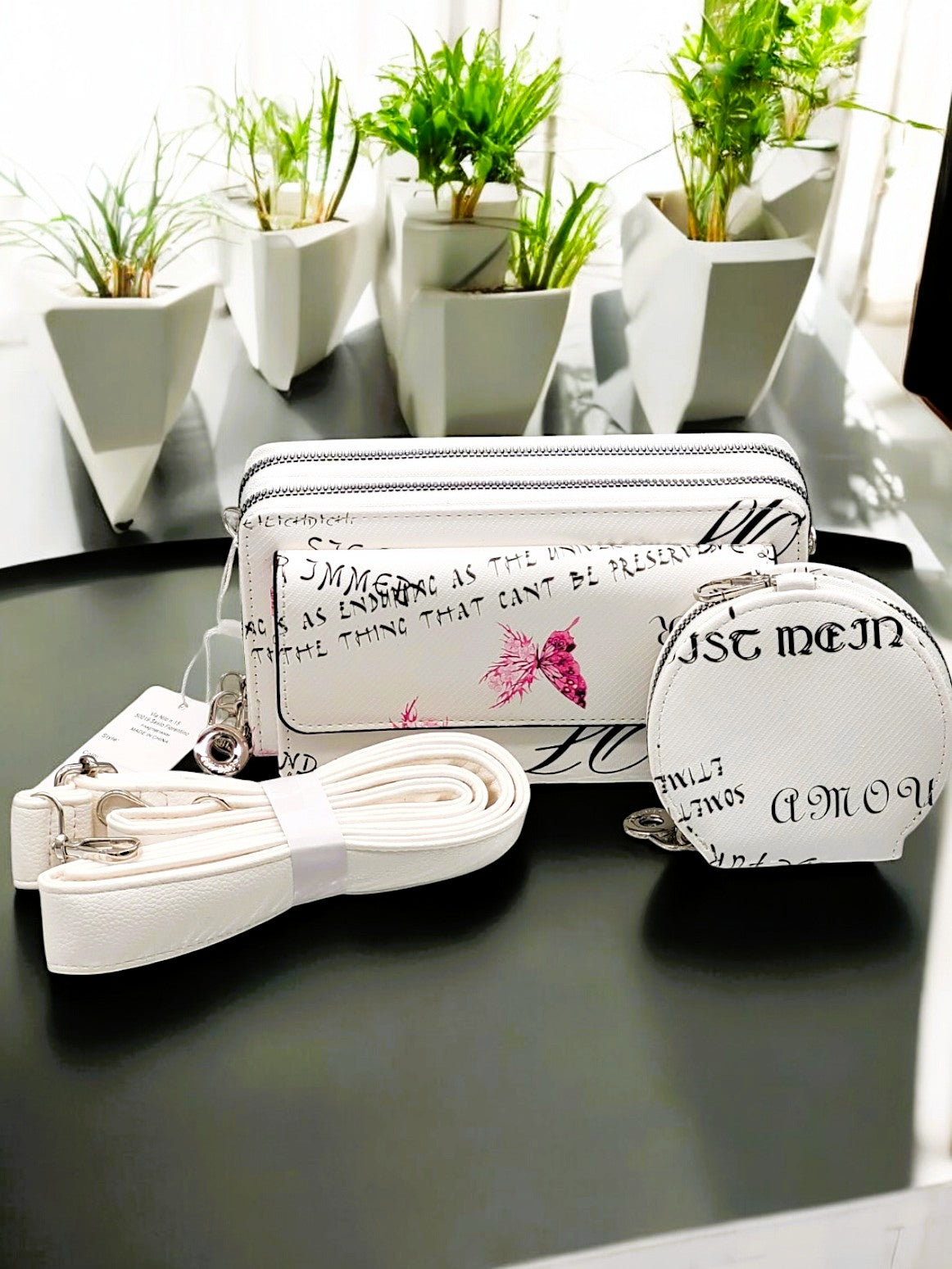 📱🦋 Crossbody-Wallet „Butterfly Love“ – 3 Farben | 21 × 11 × 7 cm ✨