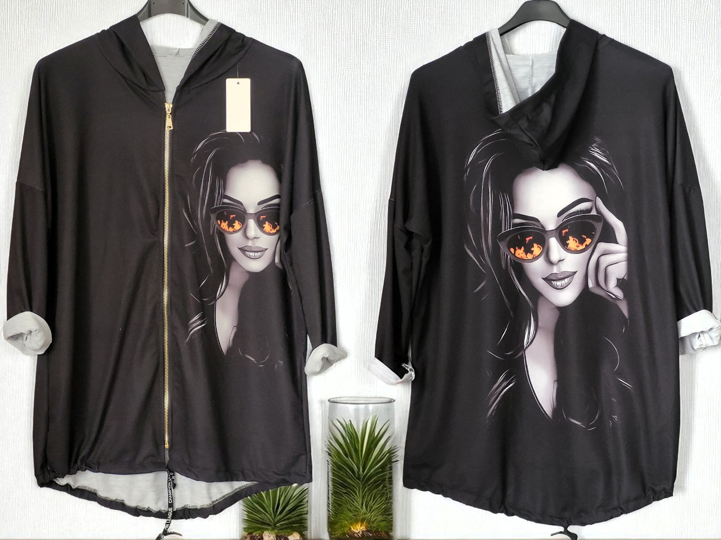 🧥 Dünne Motiv-Jacke – Gr. 42-46 – 6 Motive 🎨✨