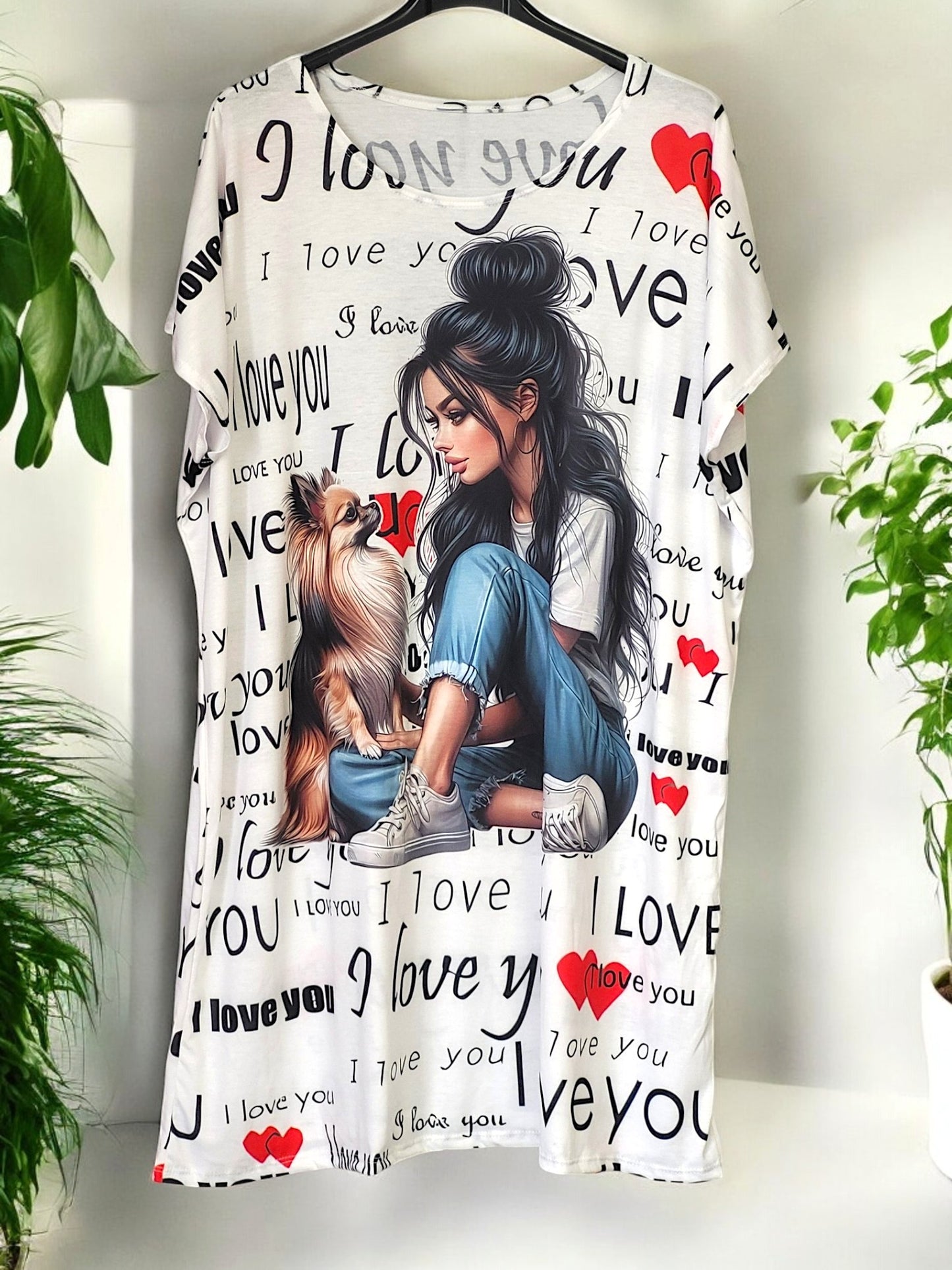 🌸✨ 👗 LONG‑SHIRT “LOVE & FUN” 👗 – Größe 42‑48 ✨🌸