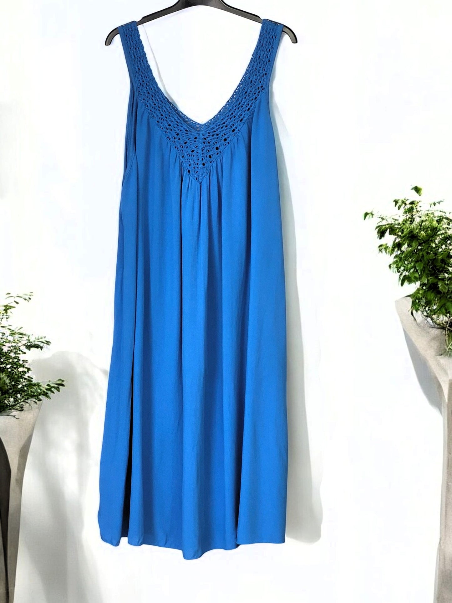 🌸✨ Maxi‑Kleid mit Häkel‑Ausschnitt – 6 Farben | Größe 42‑48 ✨🌸