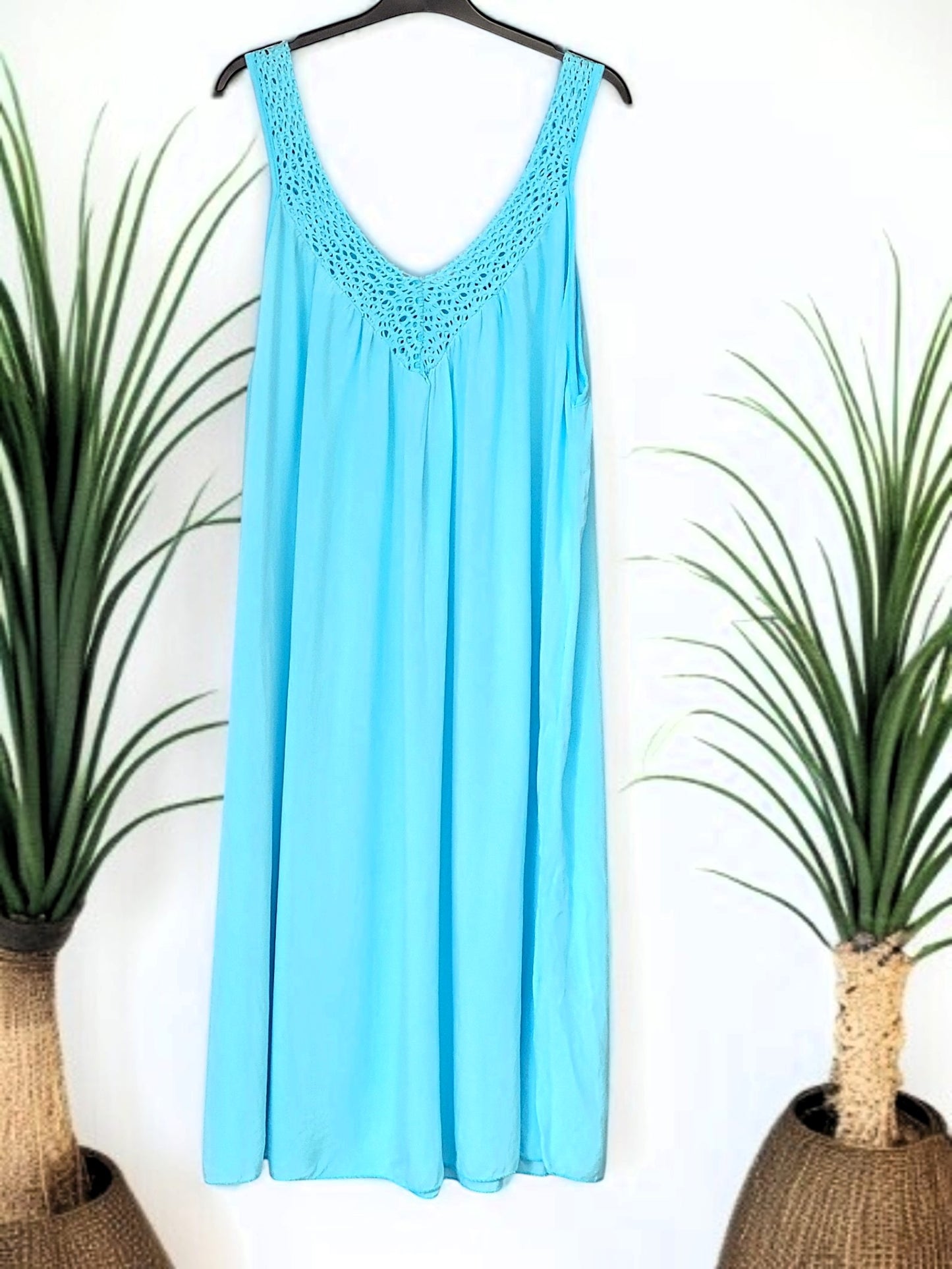 🌸✨ Maxi‑Kleid mit Häkel‑Ausschnitt – 6 Farben | Größe 42‑48 ✨🌸