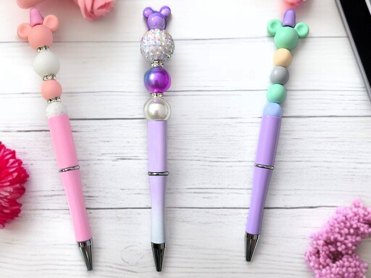 🐭🖊️ Pastell‑“Mouse Ears” Kugelschreiber – 3 Varianten – HANDGEFERTIGTES UNIKAT ✨🎀
