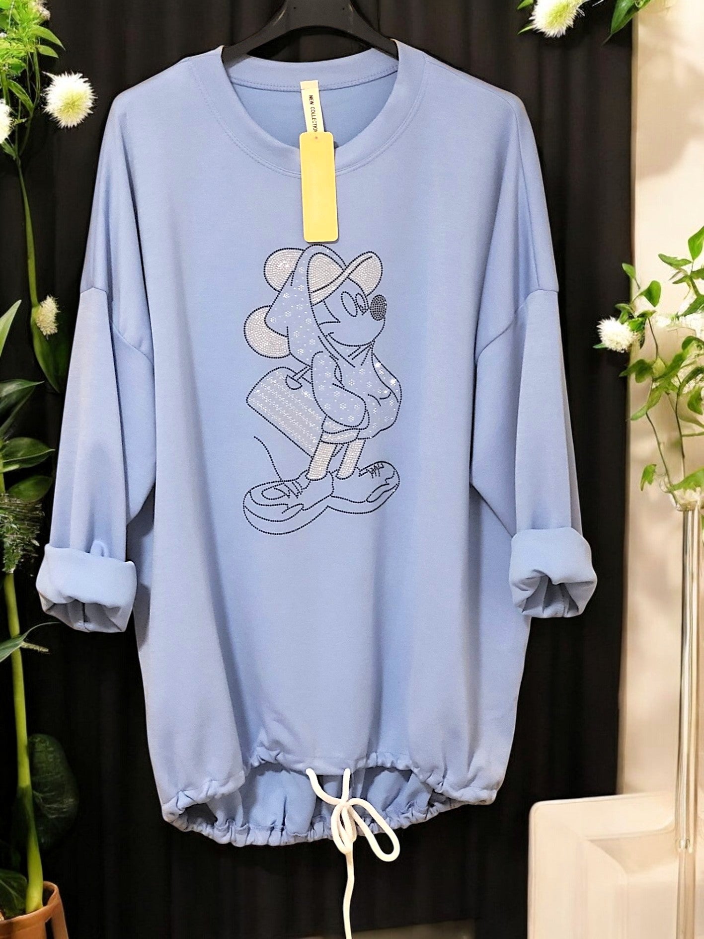 ✨ Sweatshirt mit Minnie-Strassprint – Größe 42–48 | 4 Farben ✨