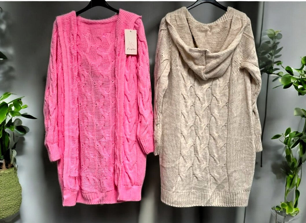 🧶 Cardigan mit Kapuze – bis Größe 46 | 8 Farben 🧶