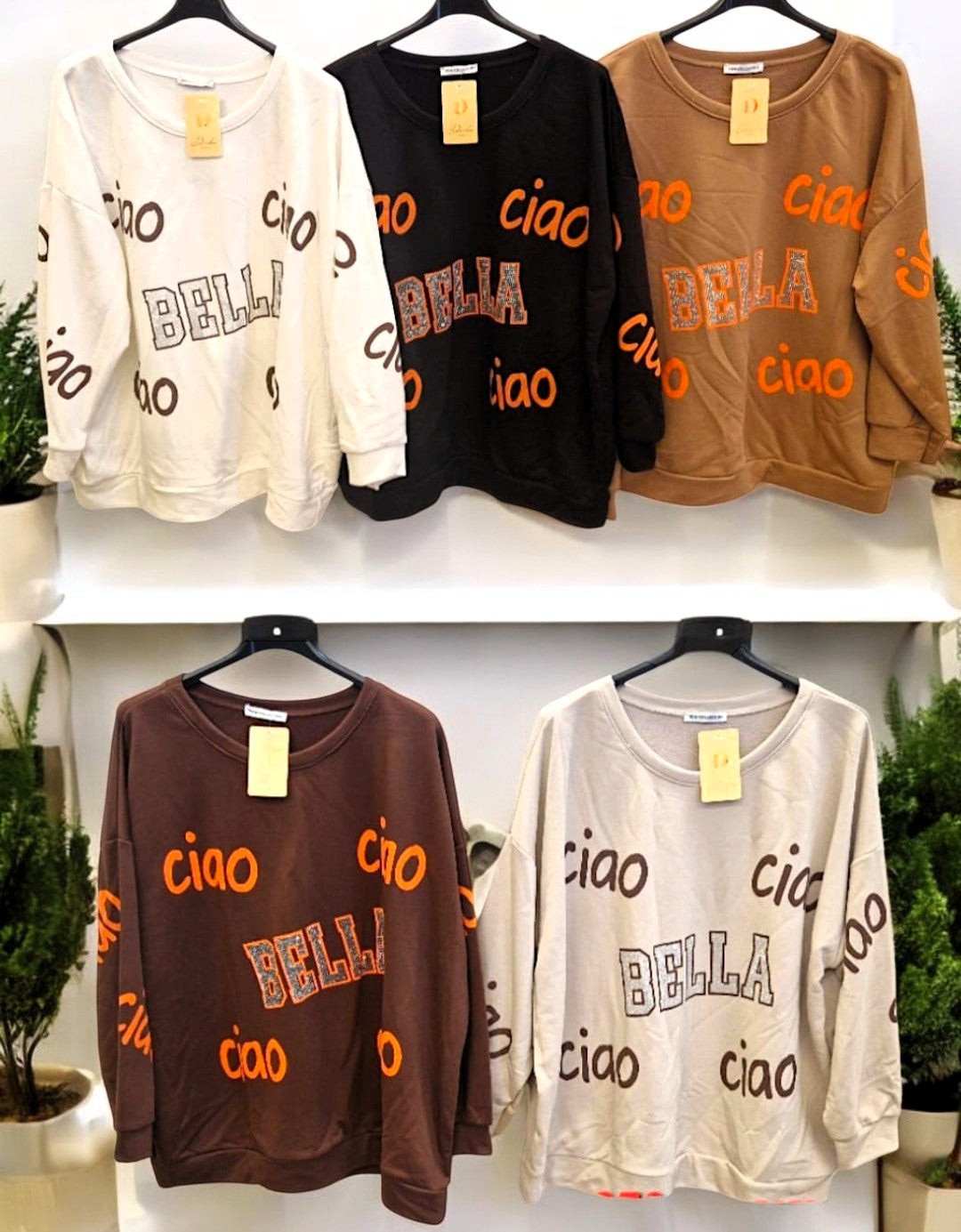 👕✨ Vorbestellung: Sweatshirt „BELLA CIAO“ mit Strass – 5 Farben 🌈 | Gr. 42–48