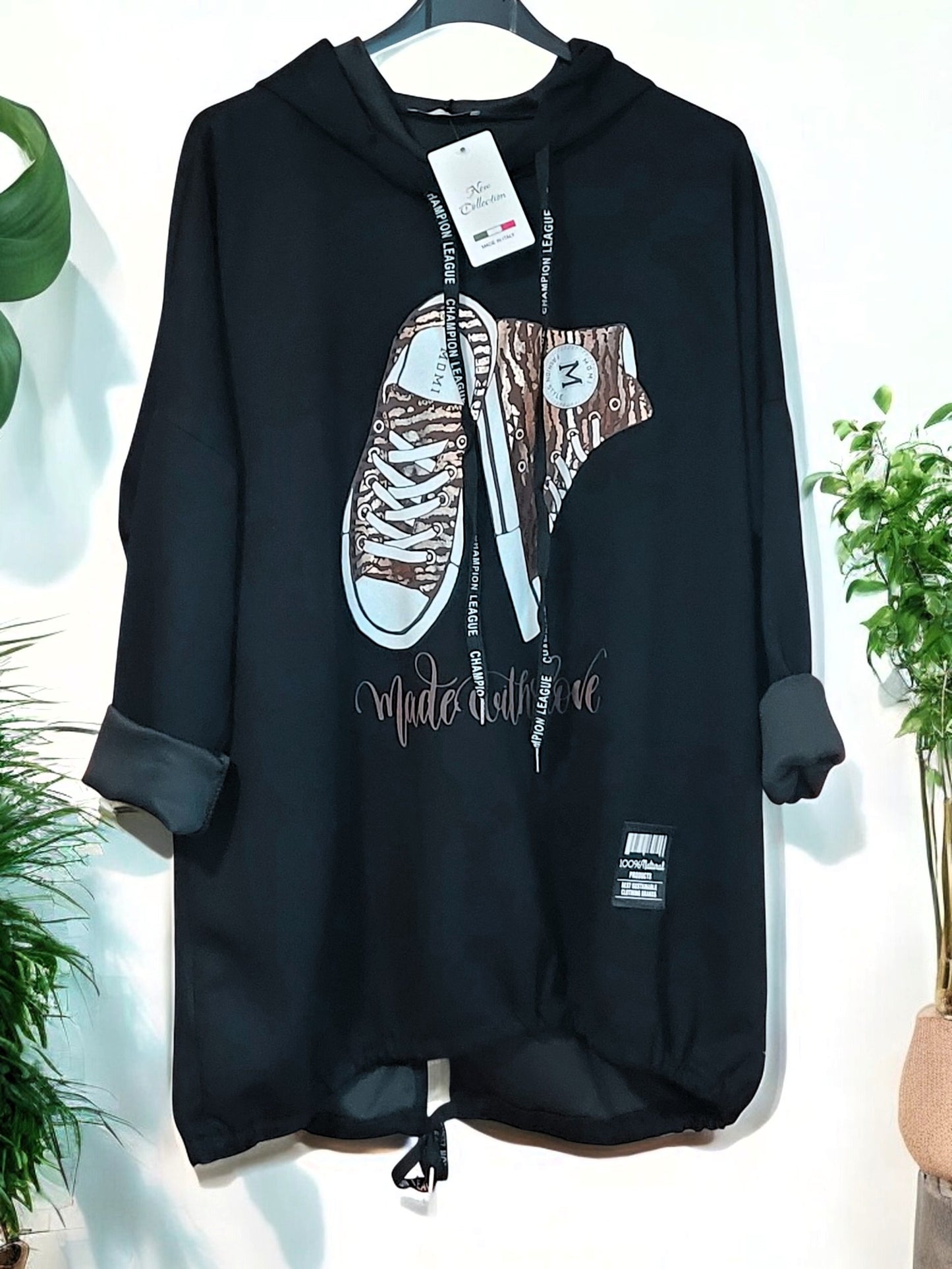 🩷✨ Hoodie mit Sneaker-Print | Gr. 46-52 | 4 Farben 🌈🛍️