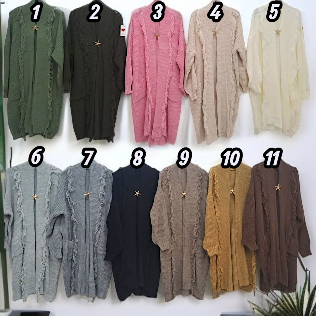 ✨ Vorbestellung: Cardigan mit Fransenverschluss 🧶 – Gr. 48-54 – 11 Farben zur Auswahl ✨